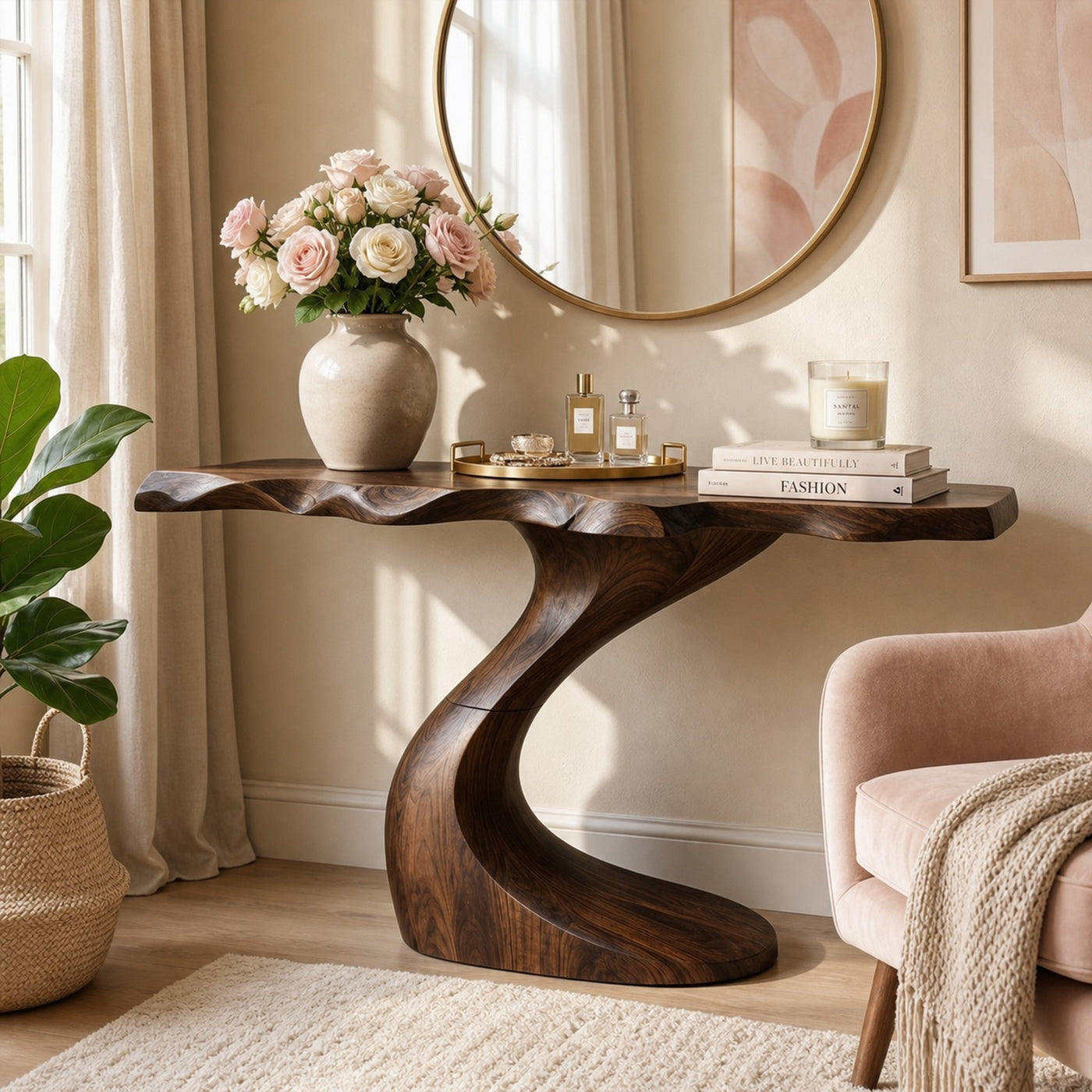 Organic Modern Console Table For Living Room Hallway - product view 6