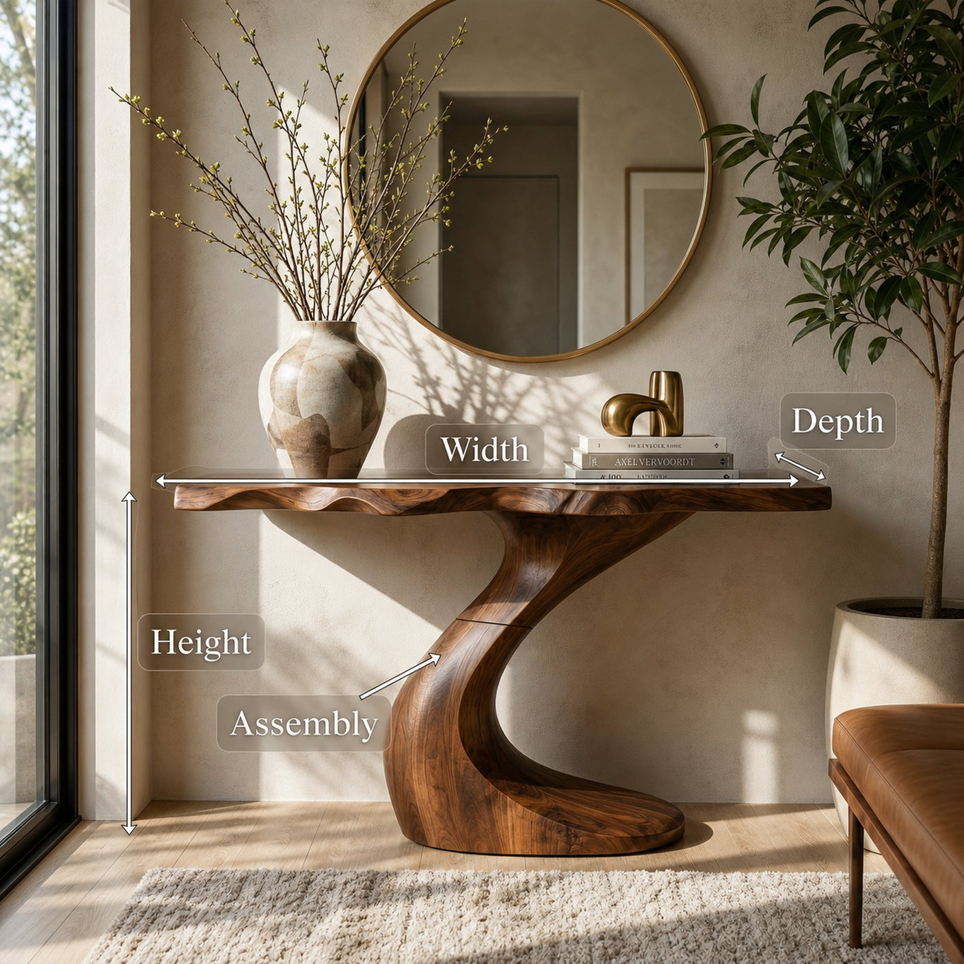 Organic Modern Console Table For Living Room Hallway - product view 8