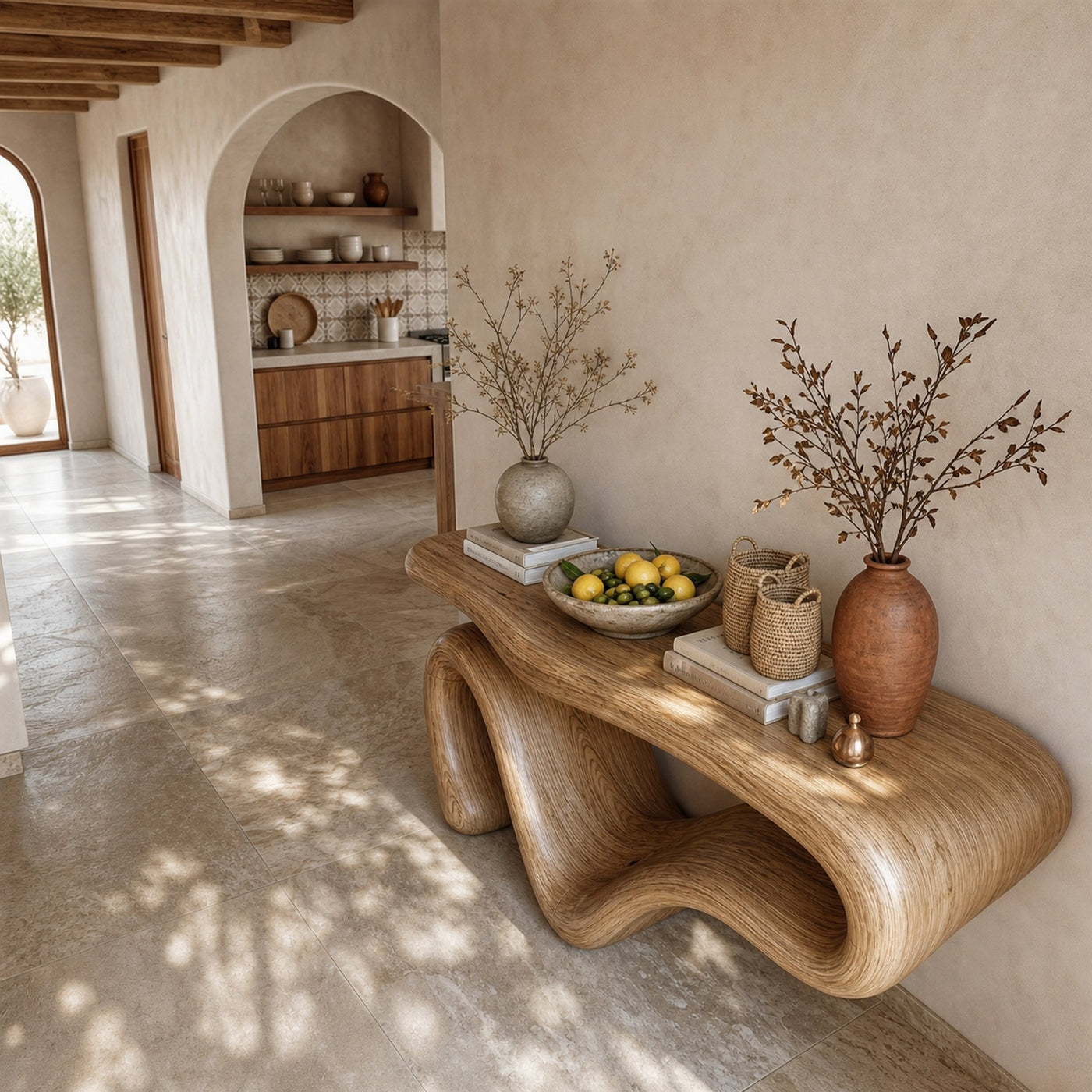 Organic Modern Sculptural Console Table For Entryway And Living Room - product view 2