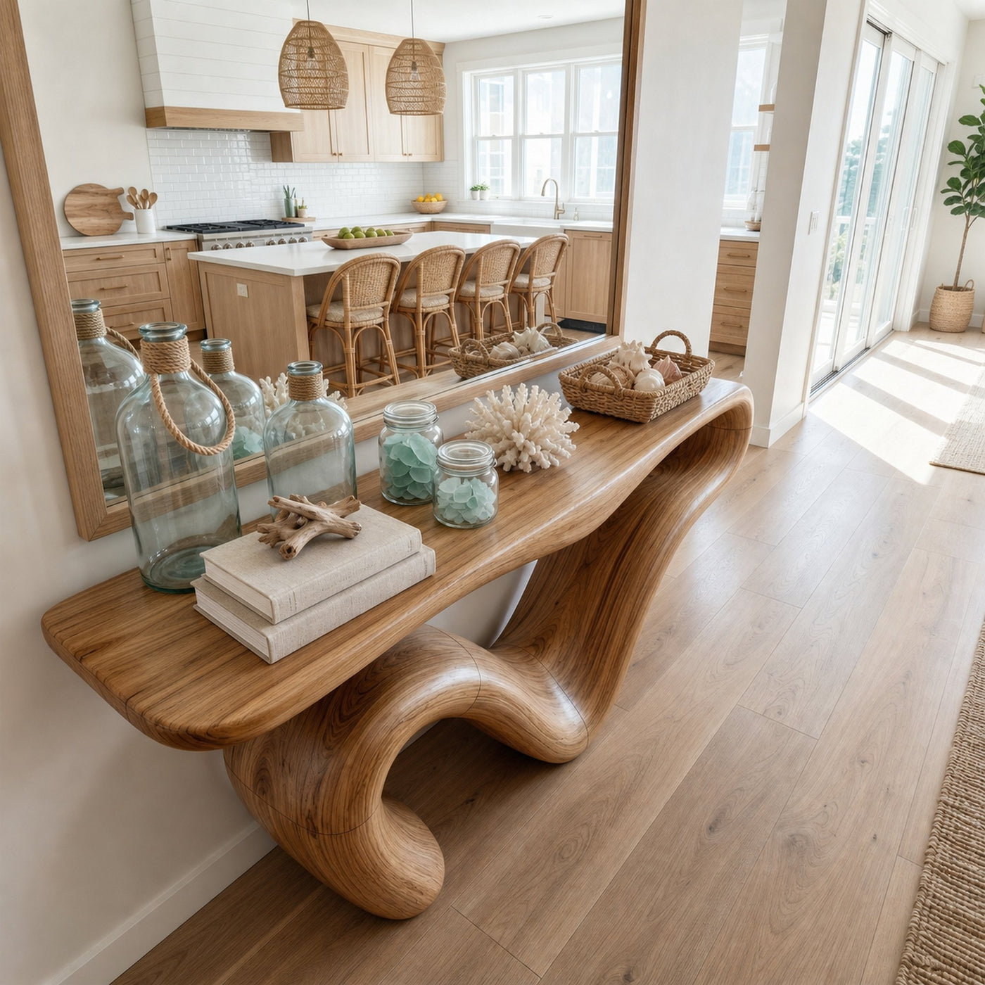Organic Modern Sculptural Console Table For Entryway And Living Room - product view 3