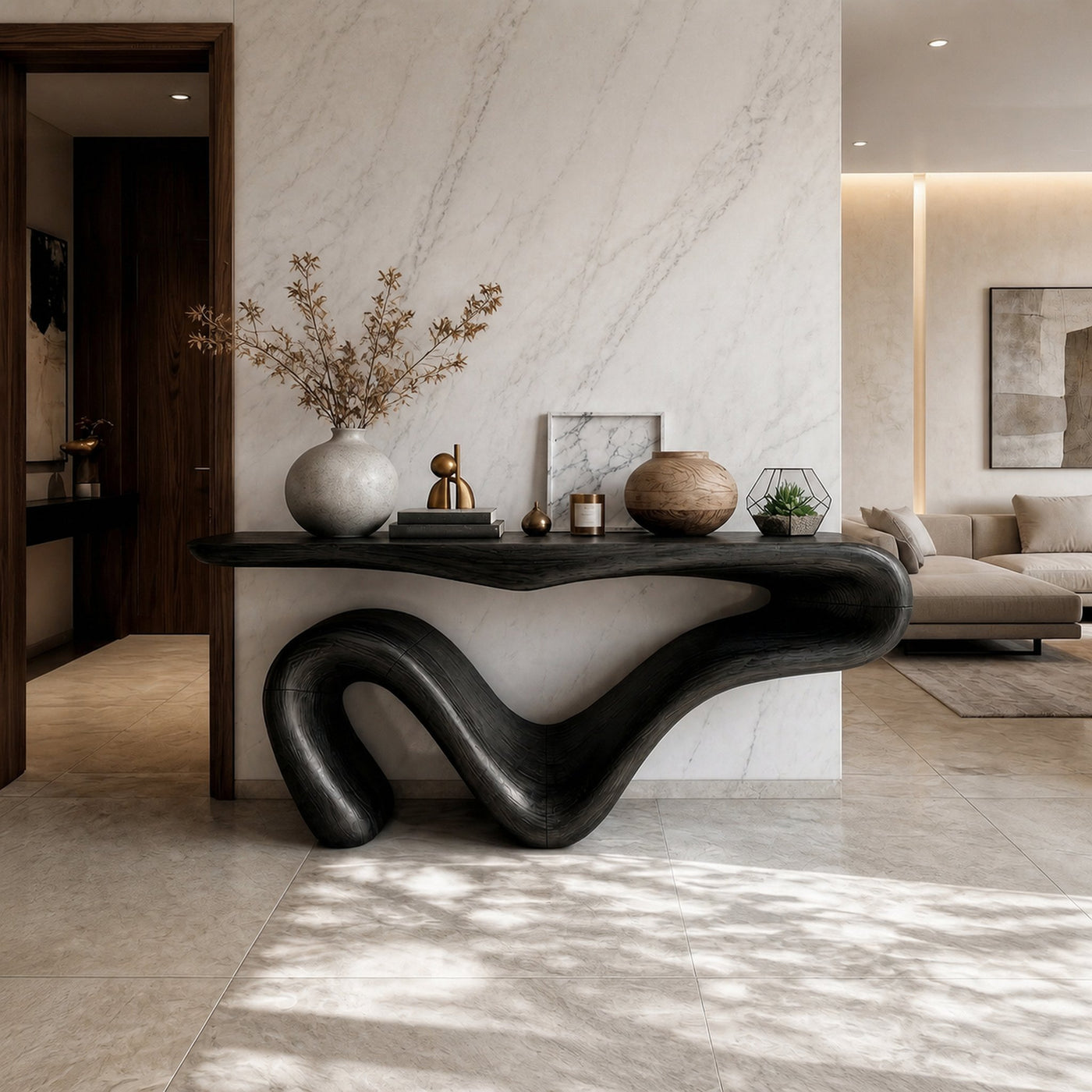 Organic Modern Sculptural Console Table For Entryway And Living Room - product view 4