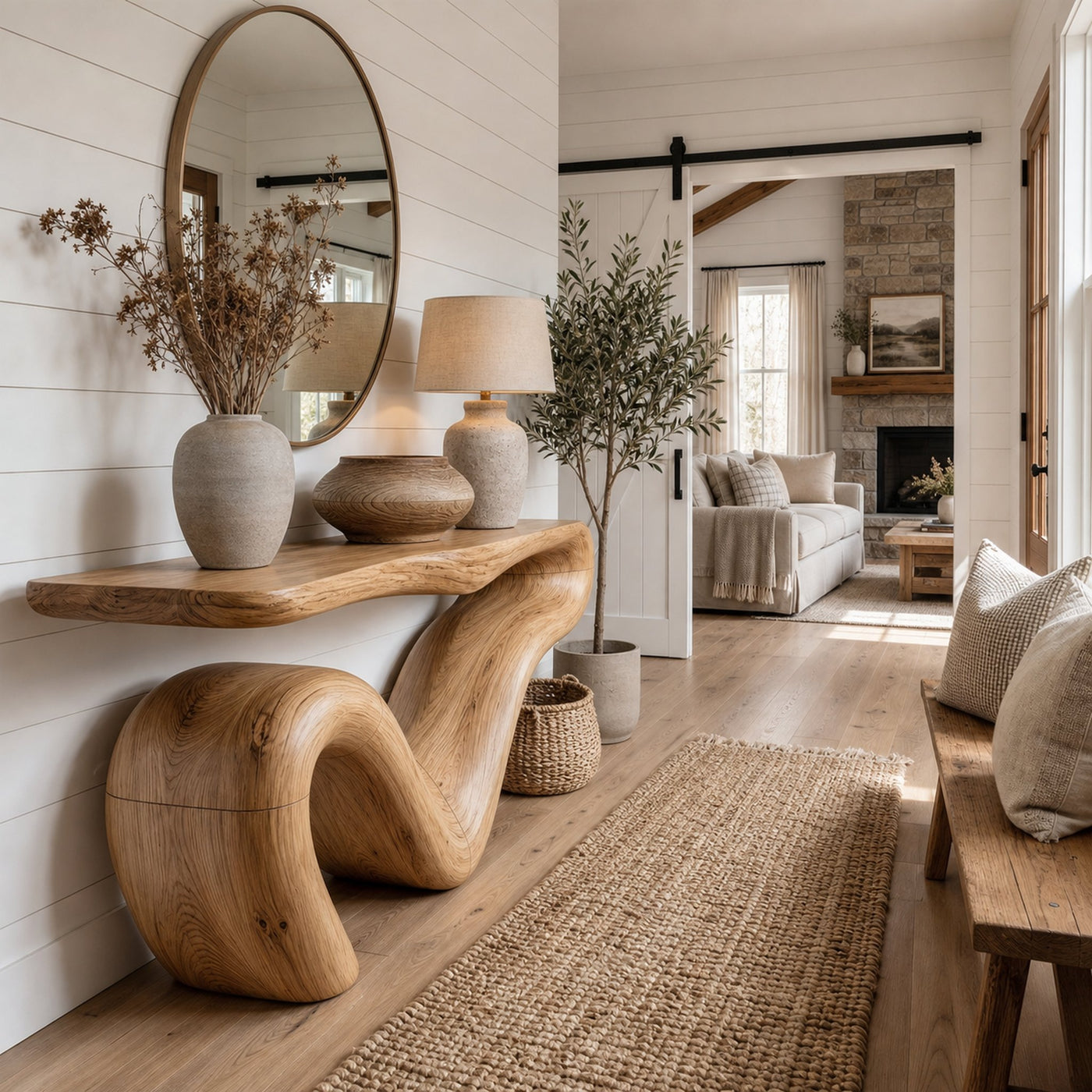 Organic Modern Sculptural Console Table For Entryway And Living Room - product view 5