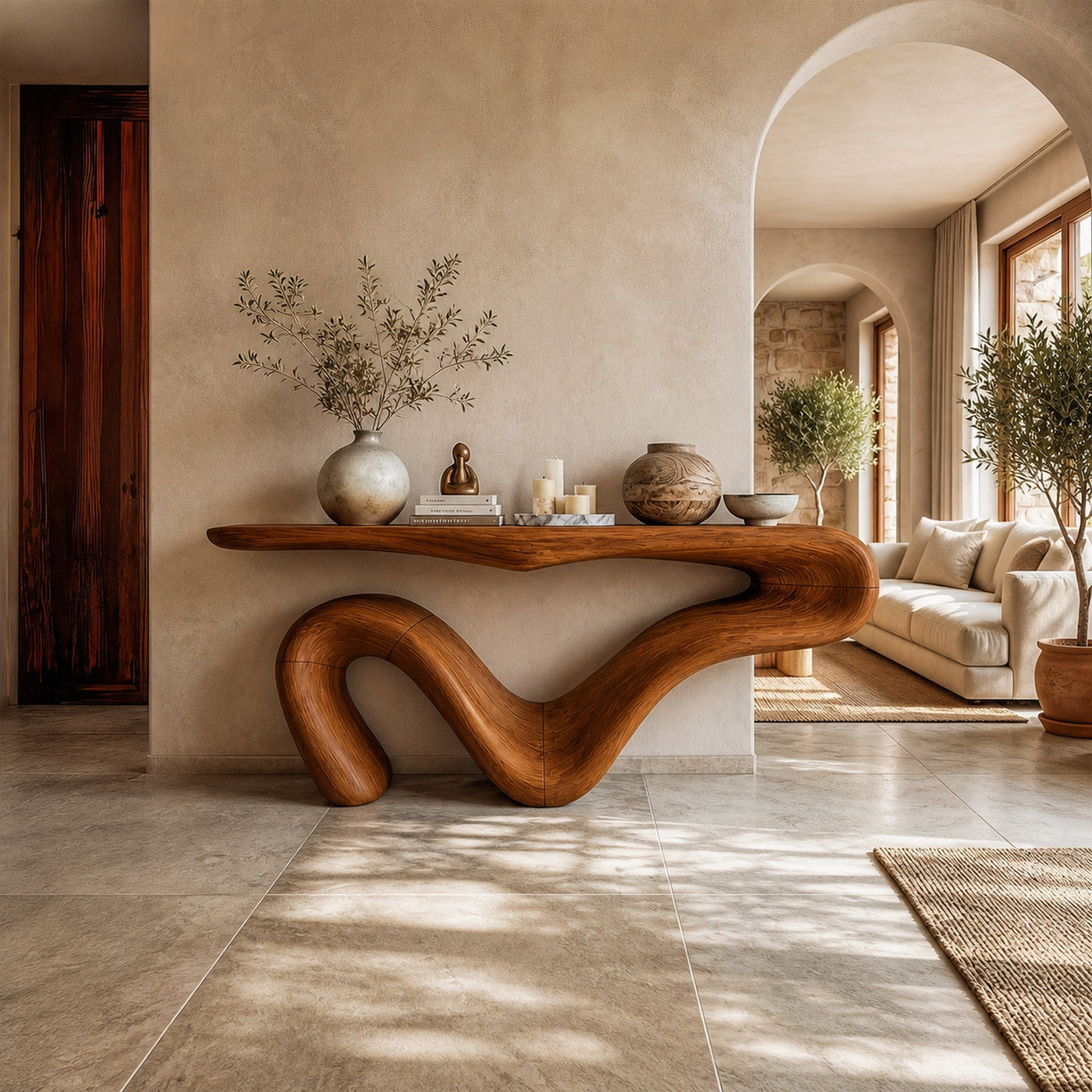 Organic Modern Sculptural Console Table For Entryway And Living Room - product view 6