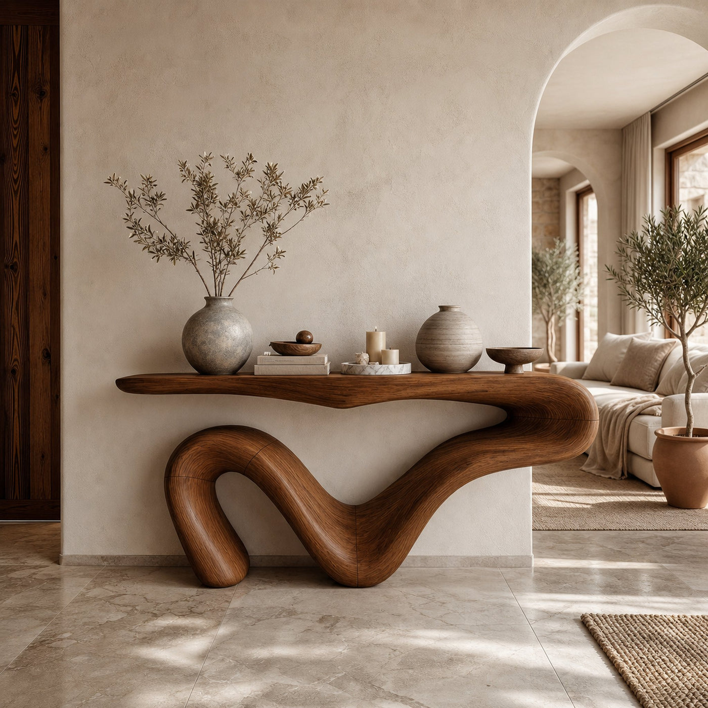 Organic Modern Sculptural Console Table For Entryway And Living Room - product view 7