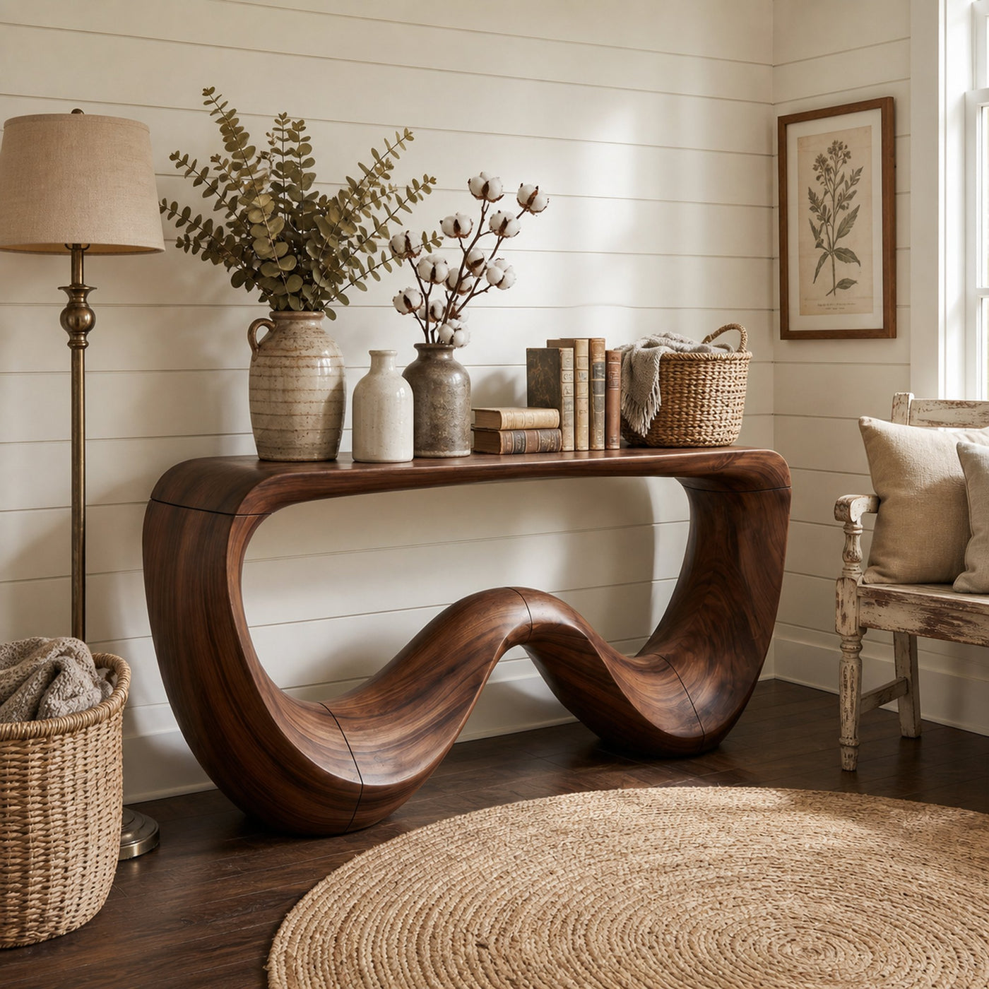 Organic Modern Sculptural Console Table For Living Room - product view 6