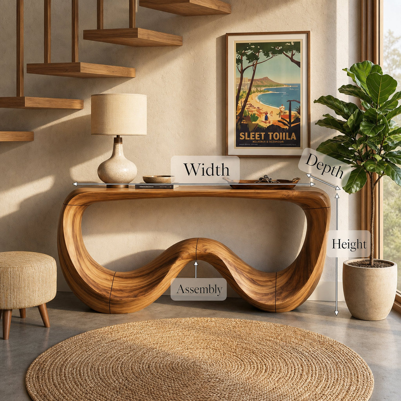 Organic Modern Sculptural Console Table For Living Room - product view 8
