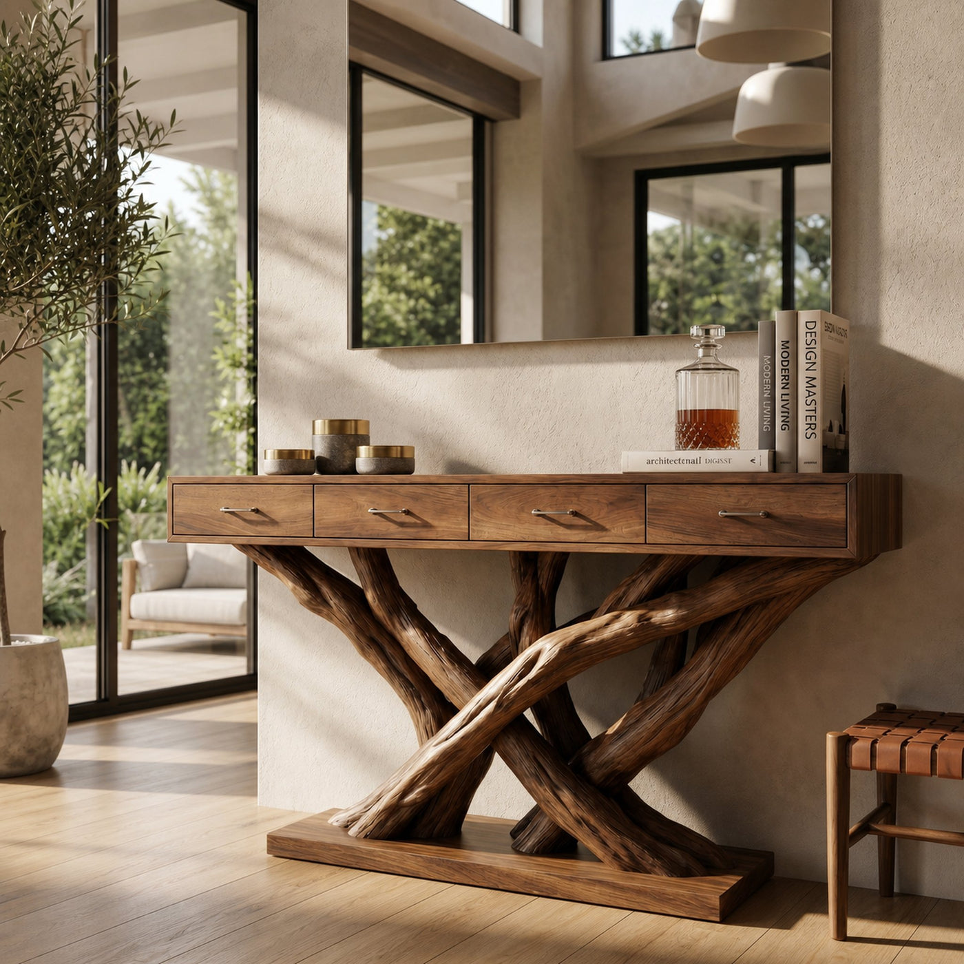 Organic Modern Twisted Root Console Table Luxury Entryway - product view 6