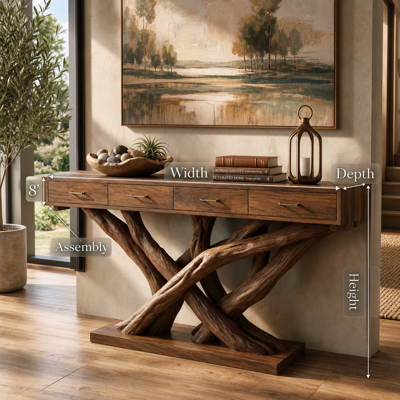 Organic Modern Twisted Root Console Table Luxury Entryway - product view 8