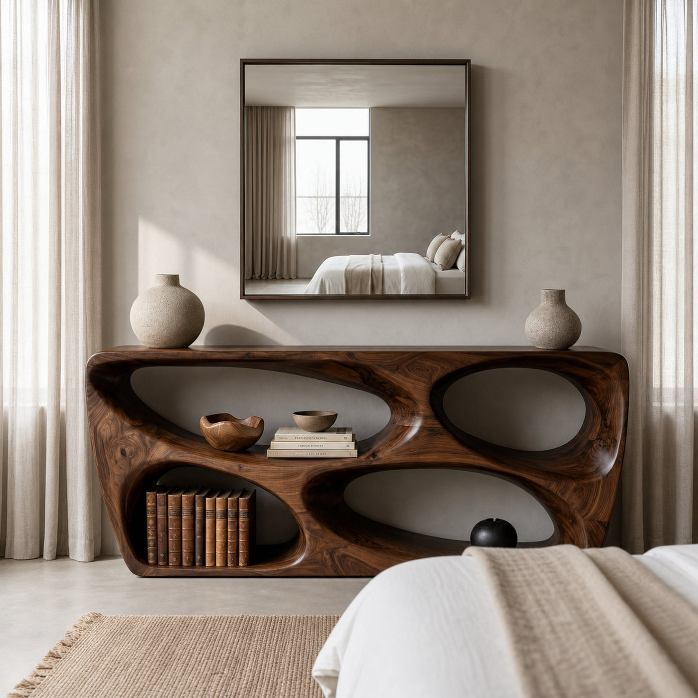 Organic Natural Wood Console Table For Behind Sofa Area - product view 7
