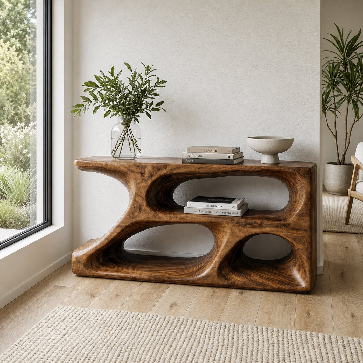 Organic Natural Wood Console Table For Statement Home