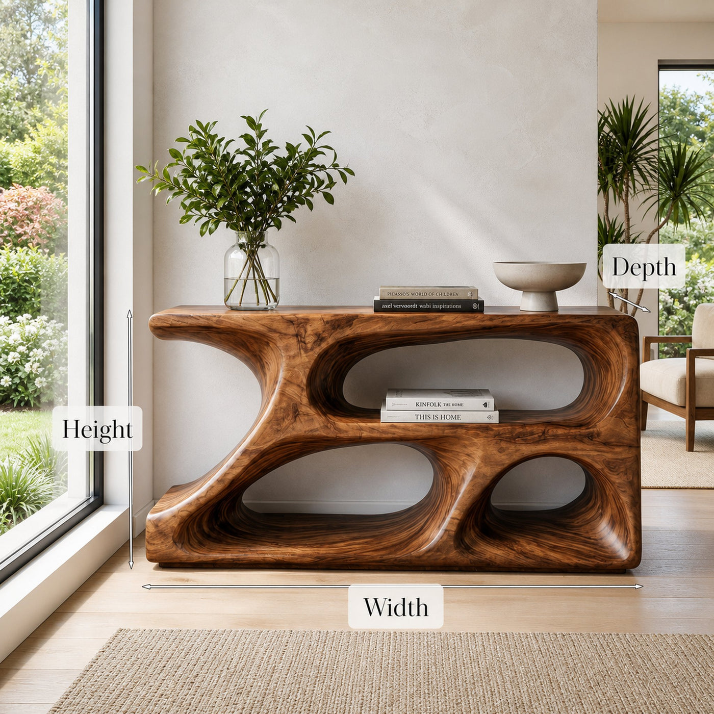 Organic Natural Wood Console Table For Statement Home - product view 8