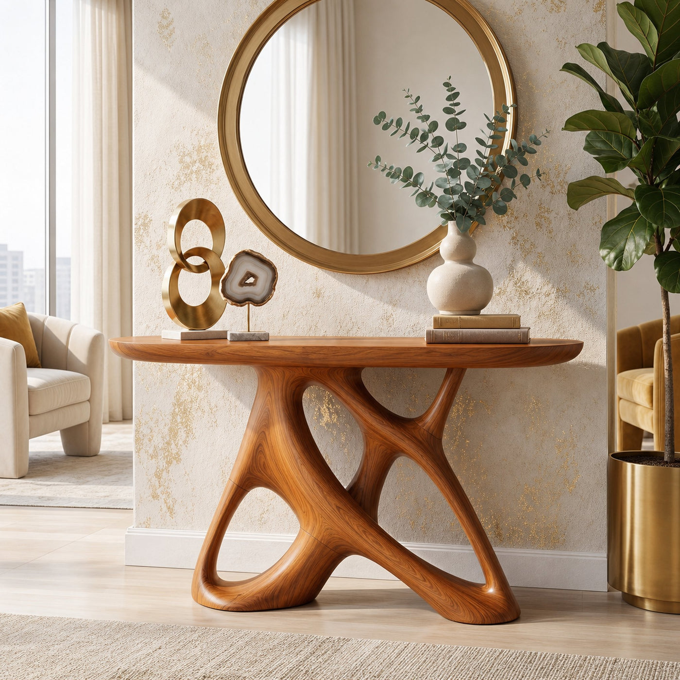 Organic Open Frame Console Table Designer Foyer - product view 6