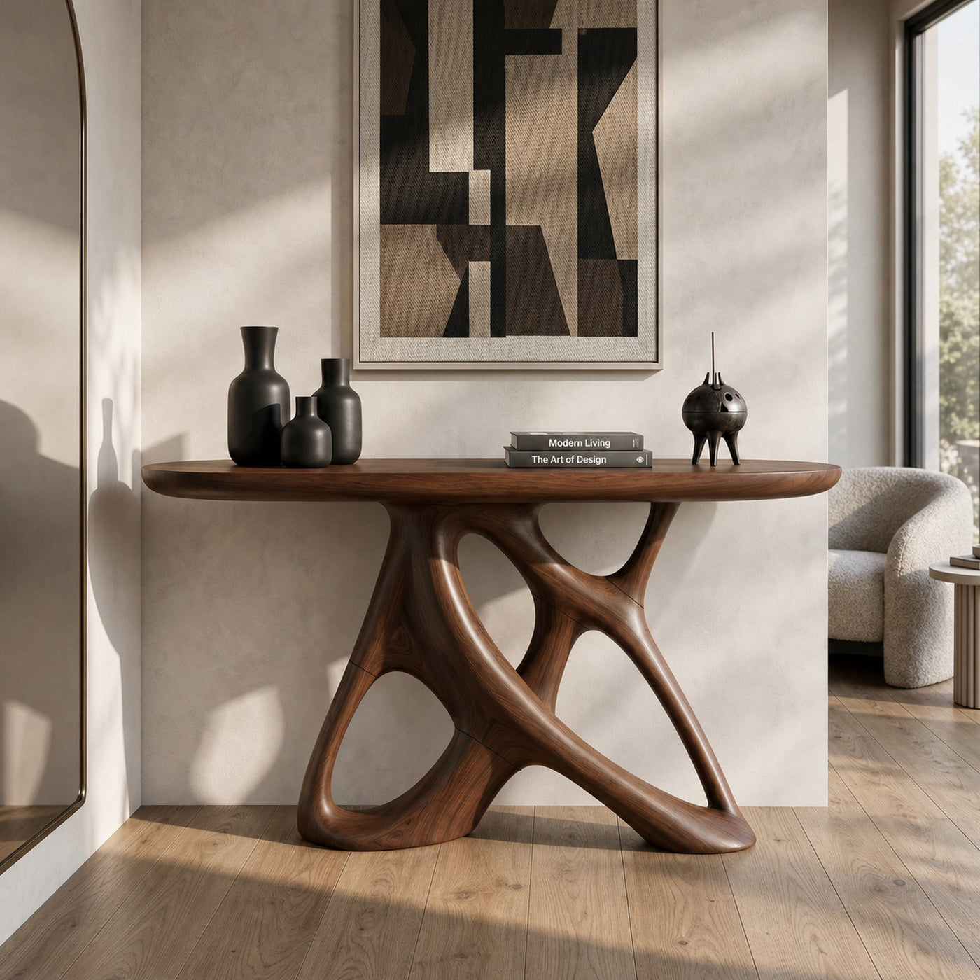 Organic Open Frame Console Table Designer Foyer - product view 7