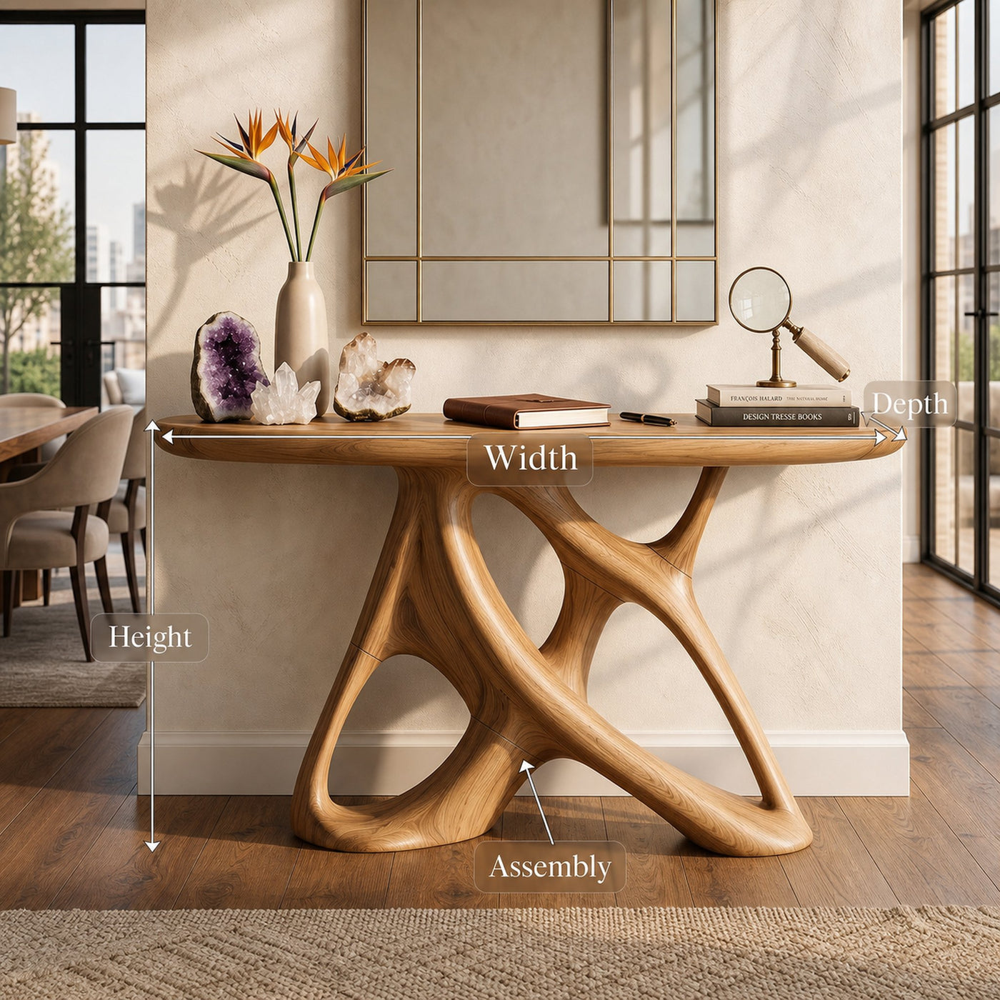 Organic Open Frame Console Table Designer Foyer - product view 8