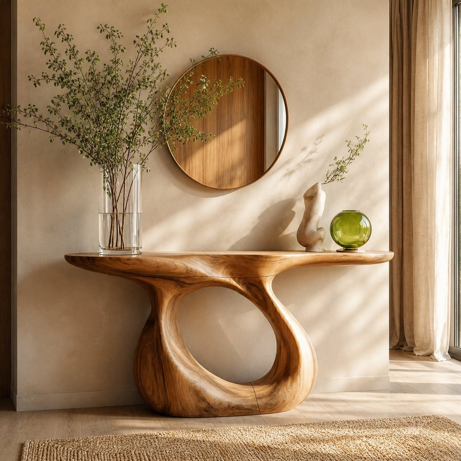 Organic Ring Base Console Table Entryway Hallway Living Room
