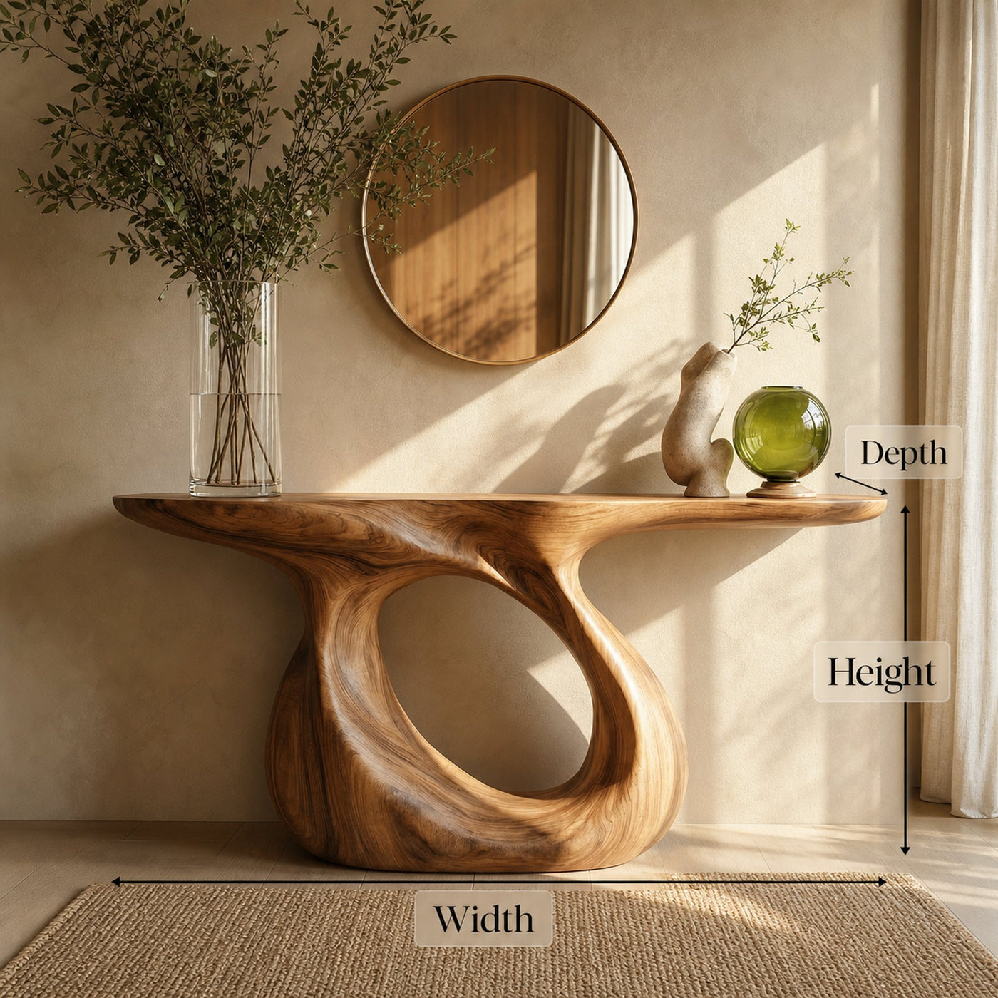Organic Ring Base Console Table Entryway Hallway Living Room - product view 6