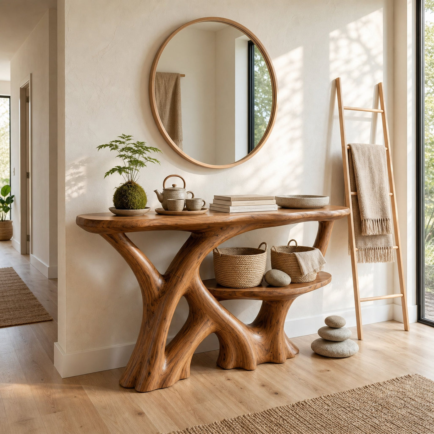 Organic Root Base Console Table Luxury Entryway - product view 6