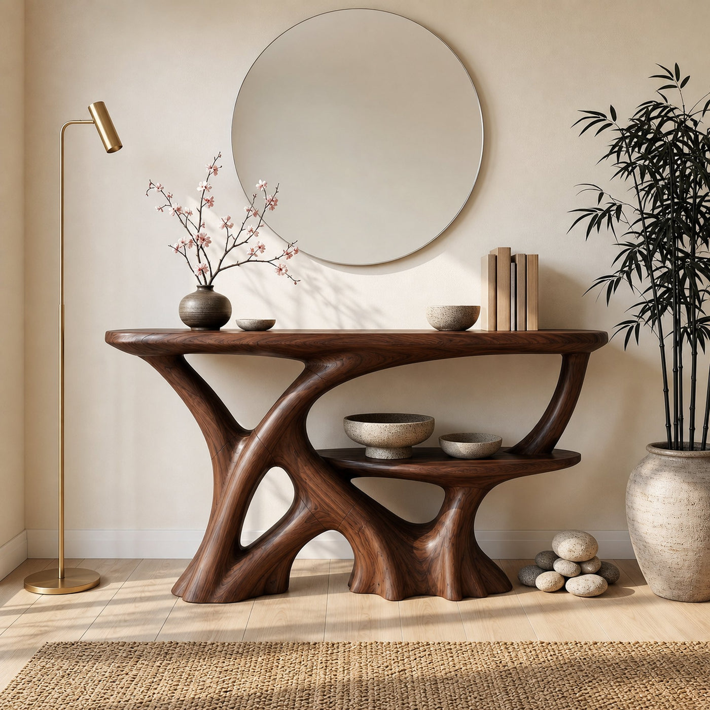 Organic Root Base Console Table Luxury Entryway - product view 7