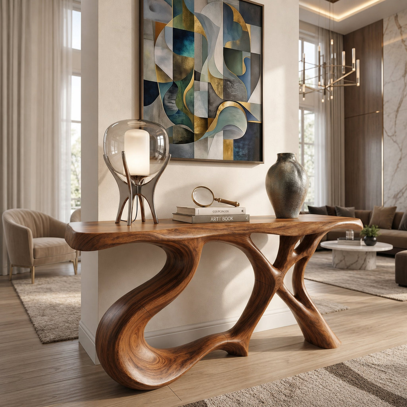 Organic Root Base Console Table Luxury Living Room - product view 6
