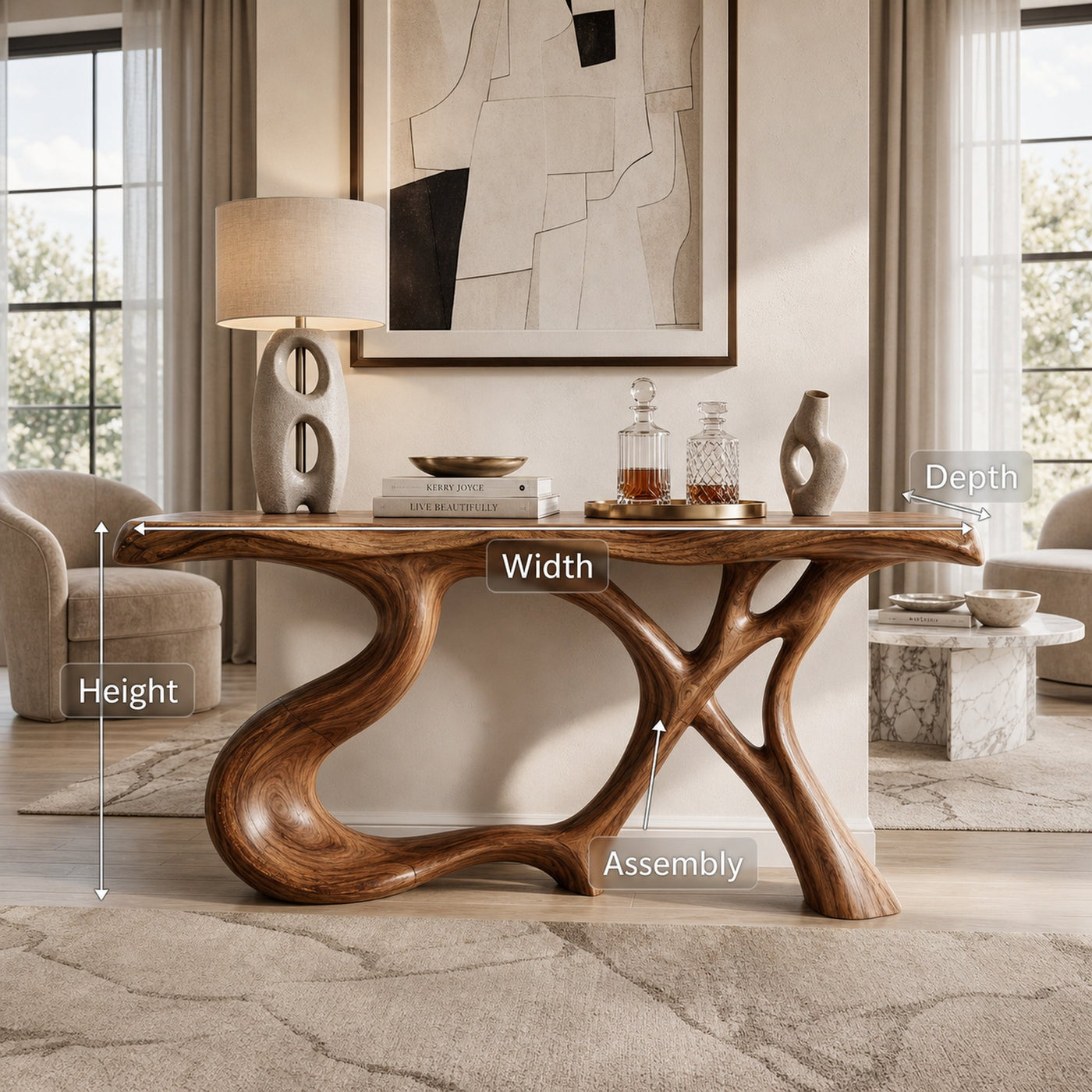 Organic Root Base Console Table Luxury Living Room - product view 8
