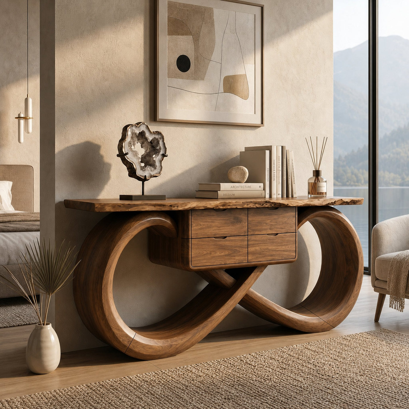 Organic Sculptural Console Table Contemporary Hallway