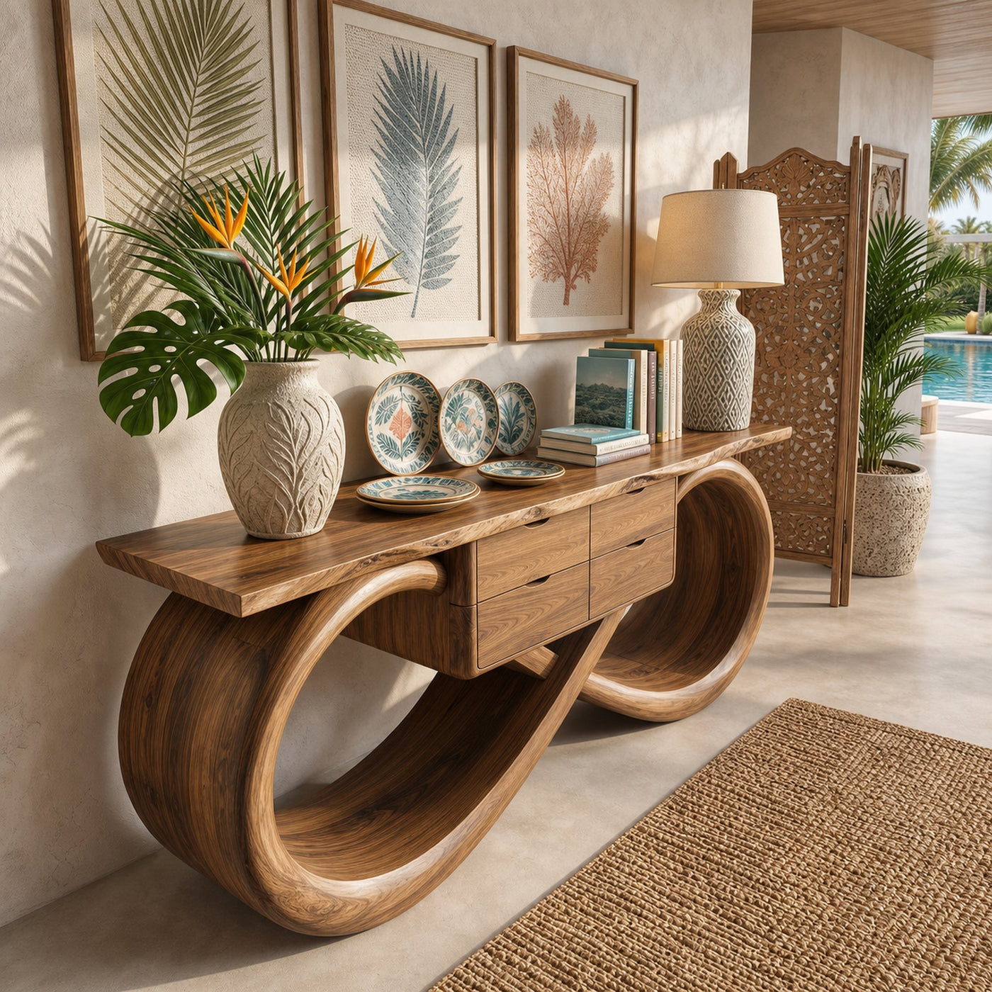 Organic Sculptural Console Table Contemporary Hallway - product view 2