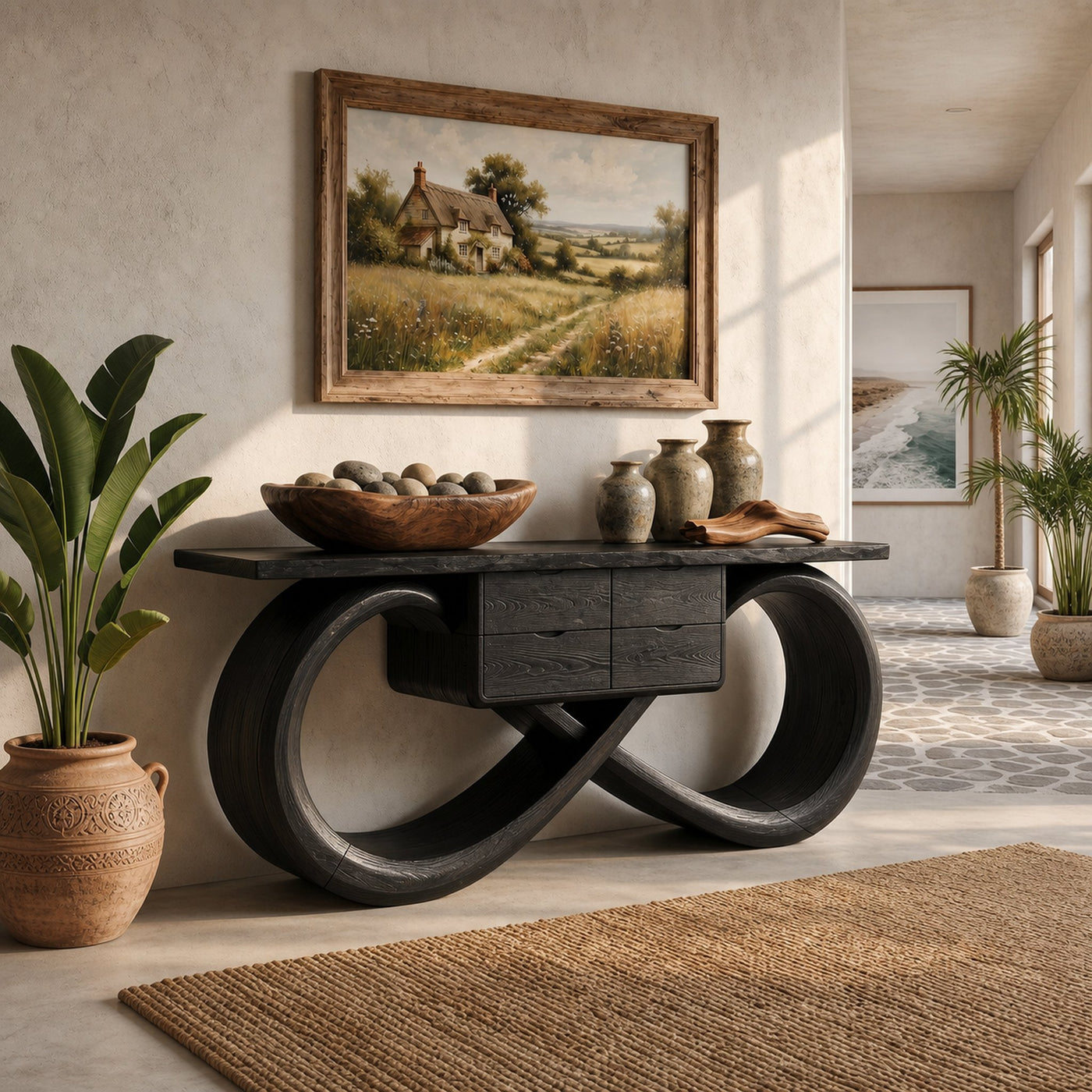 Organic Sculptural Console Table Contemporary Hallway - product view 4