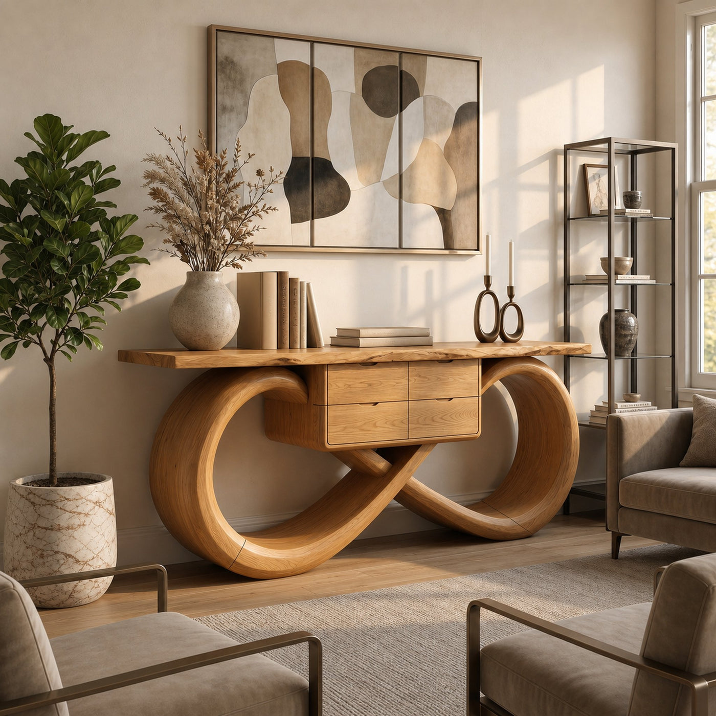 Organic Sculptural Console Table Contemporary Hallway - product view 5
