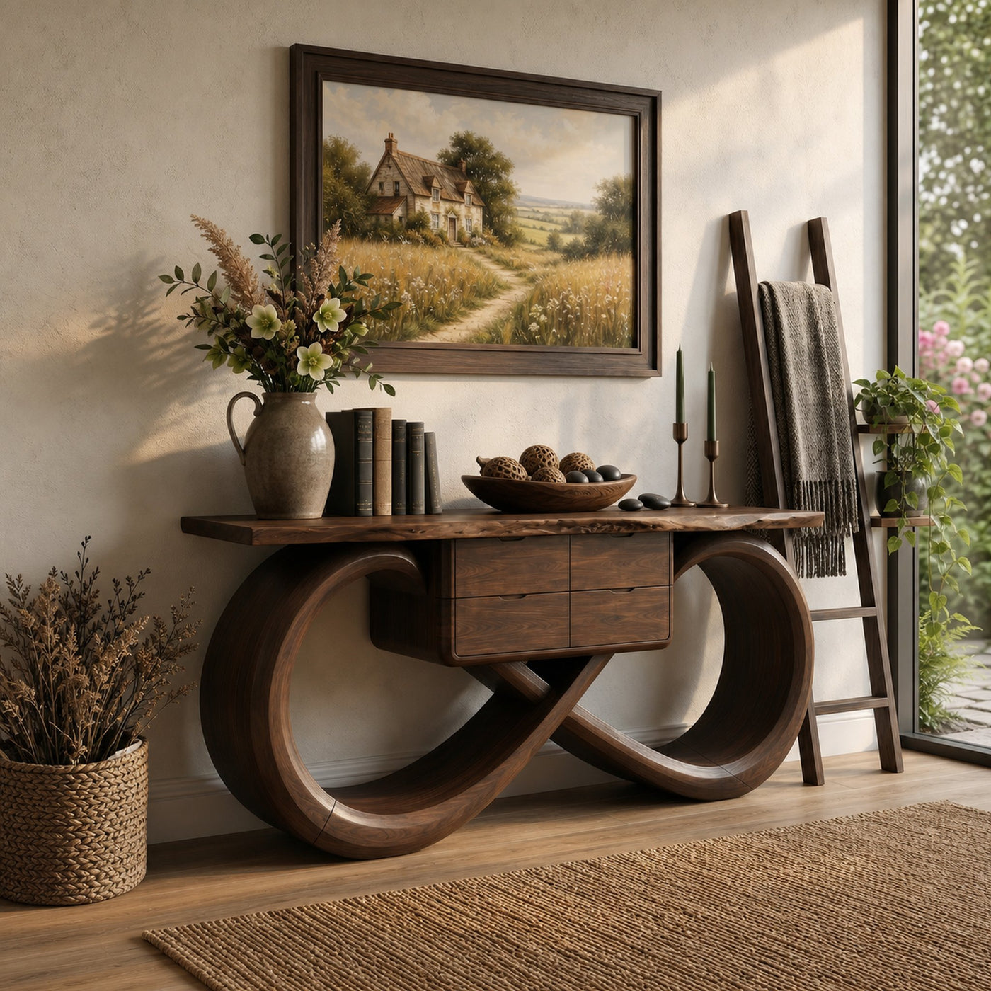 Organic Sculptural Console Table Contemporary Hallway - product view 7