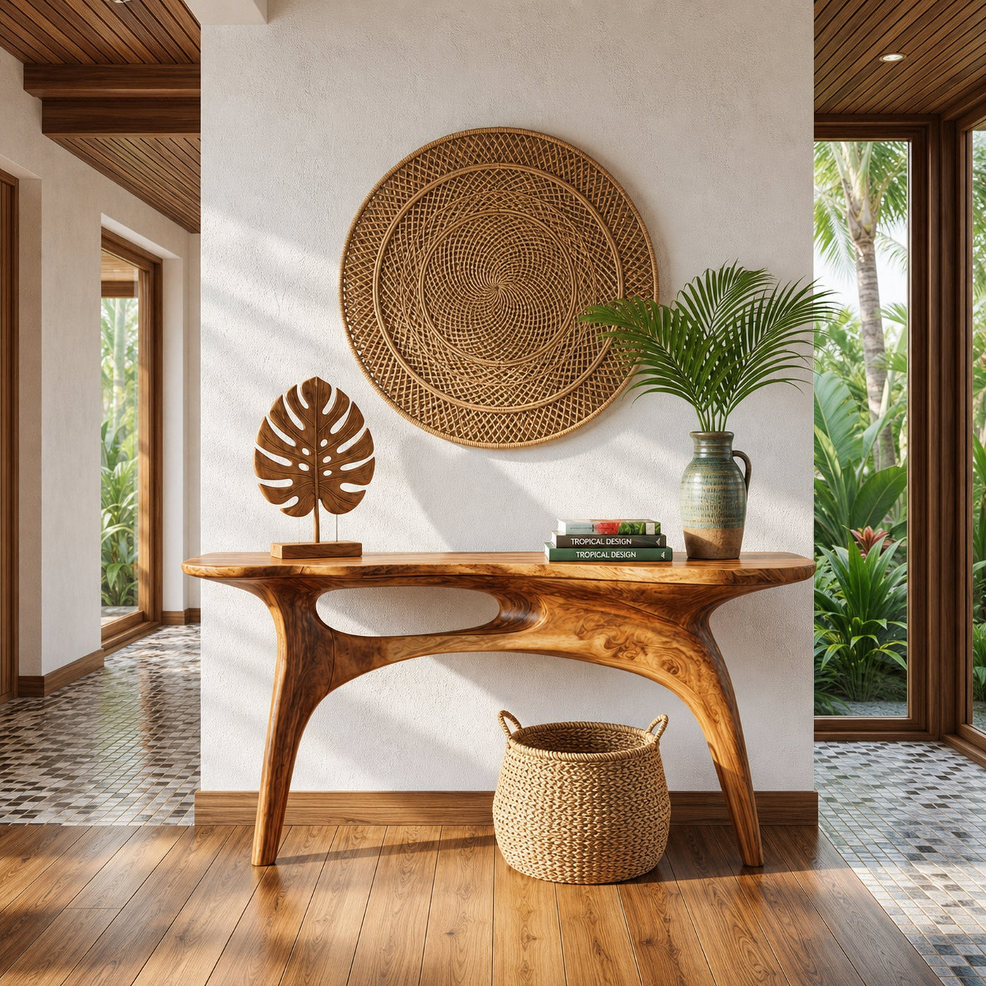 Organic Sculptural Console Table For Entryway And Foyer Space