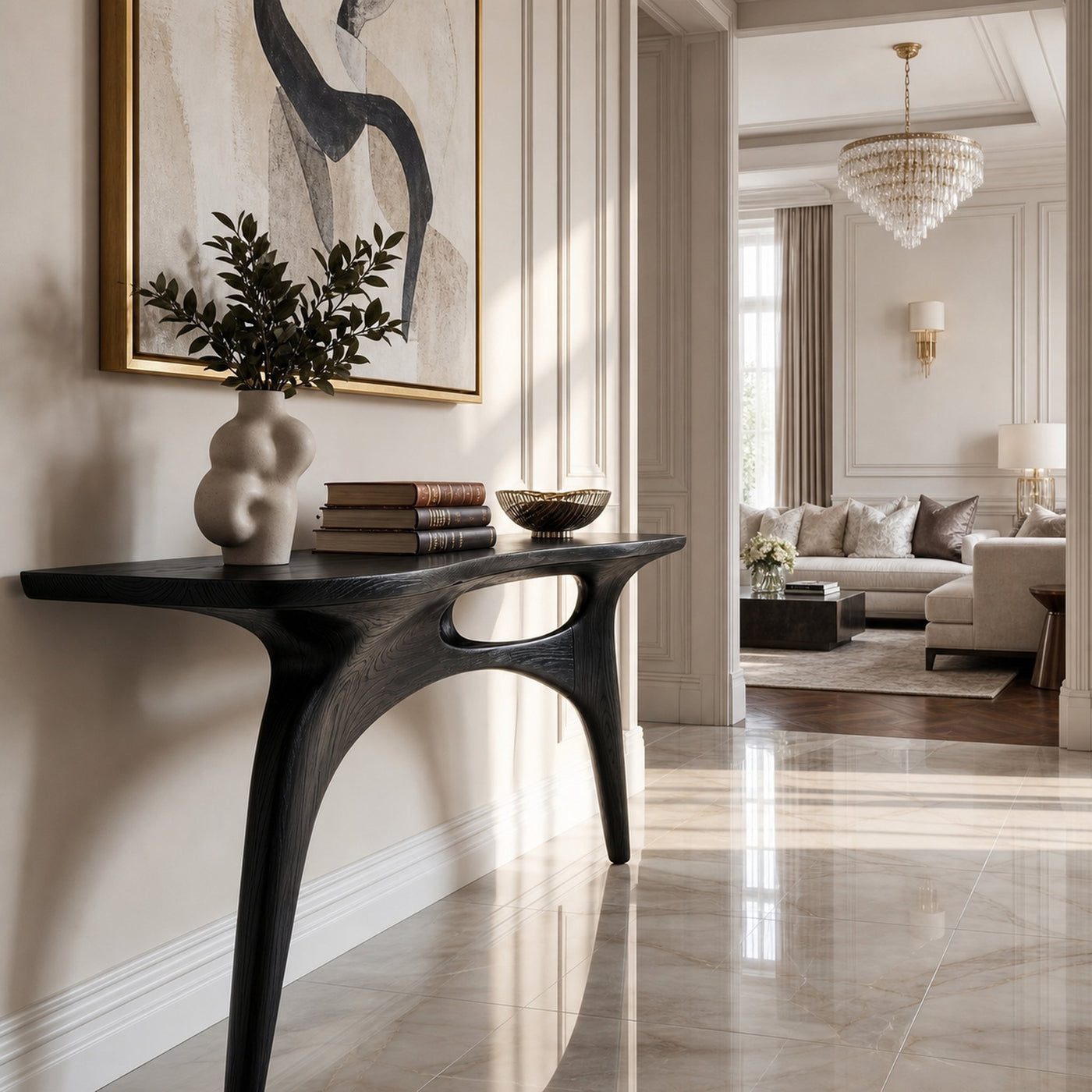 Organic Sculptural Console Table For Entryway And Foyer Space - product view 4