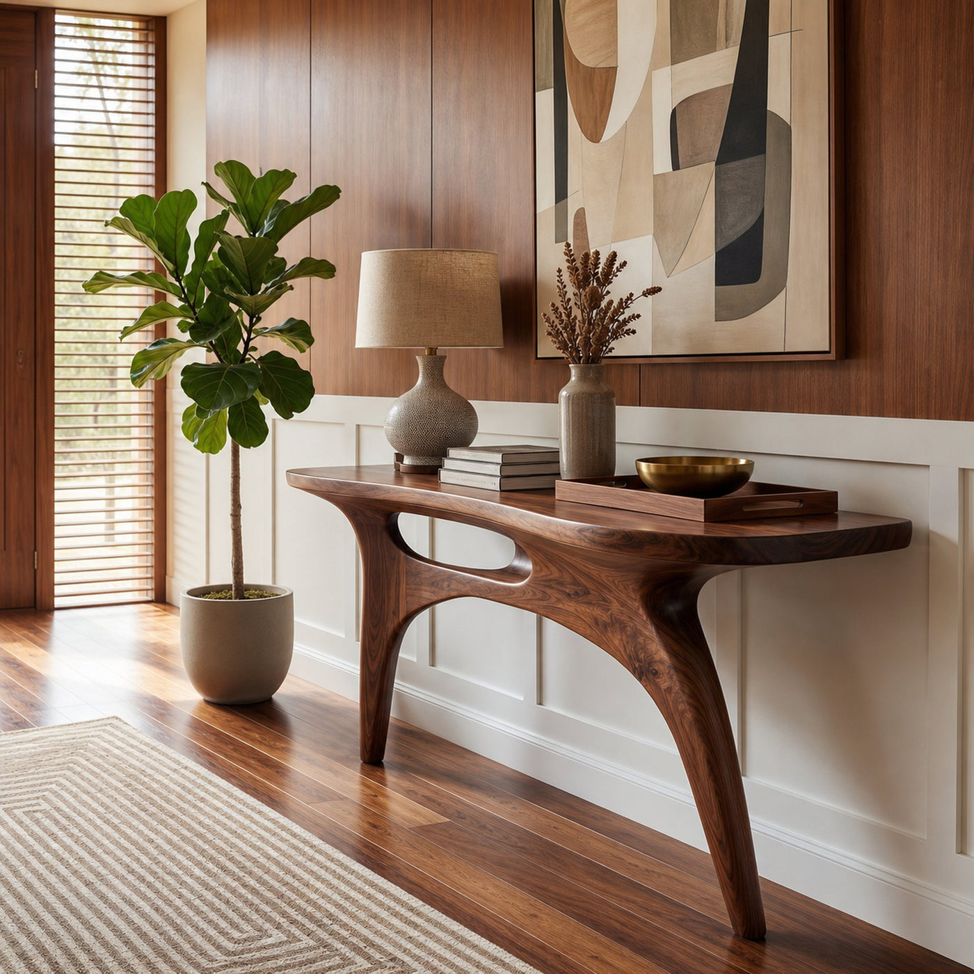 Organic Sculptural Console Table For Entryway And Foyer Space - product view 7