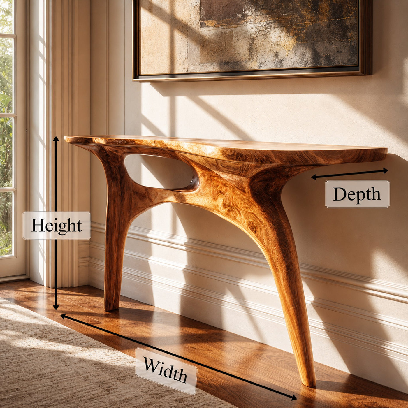 Organic Sculptural Console Table For Entryway And Foyer Space - product view 8