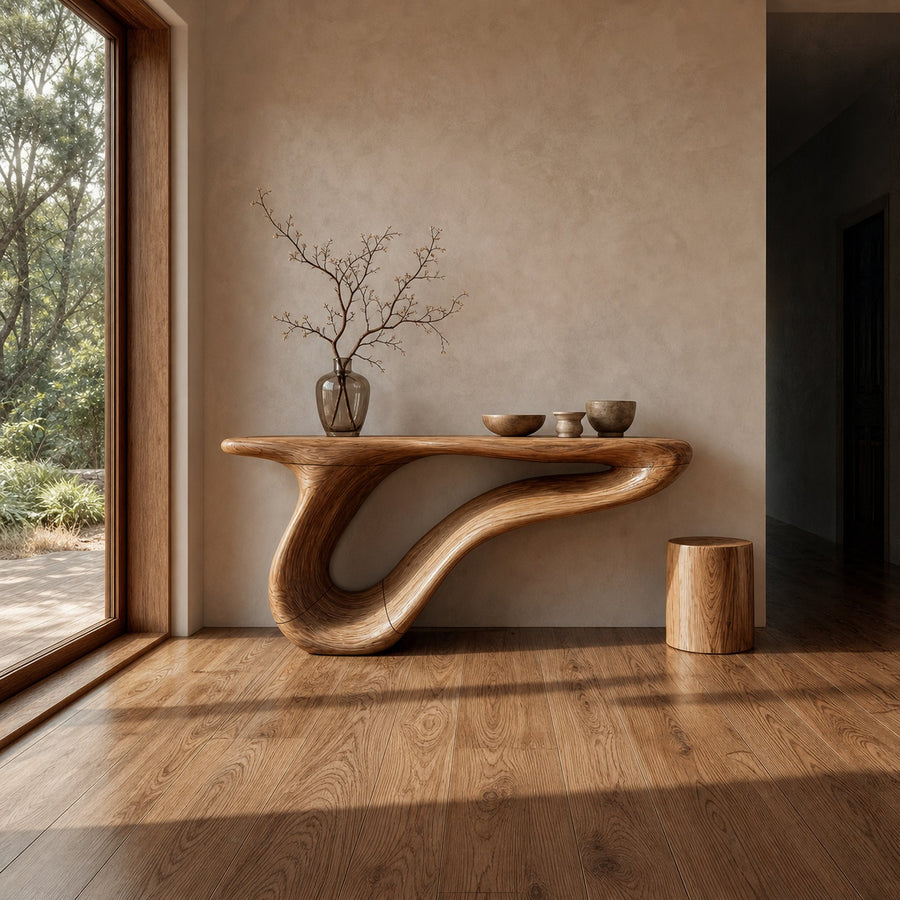 Organic Sculptural Console Table For Entryway And Living Room