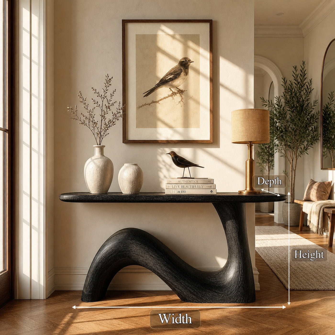 Organic Sculptural Console Table Living Room Sofa Back Entryway - product view 6