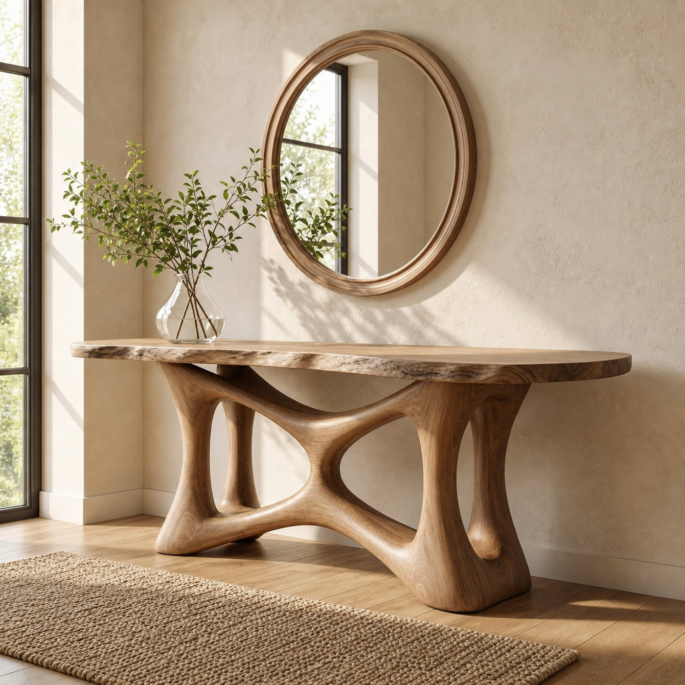 Organic Sculptural Console Table Sofa Back Living Room