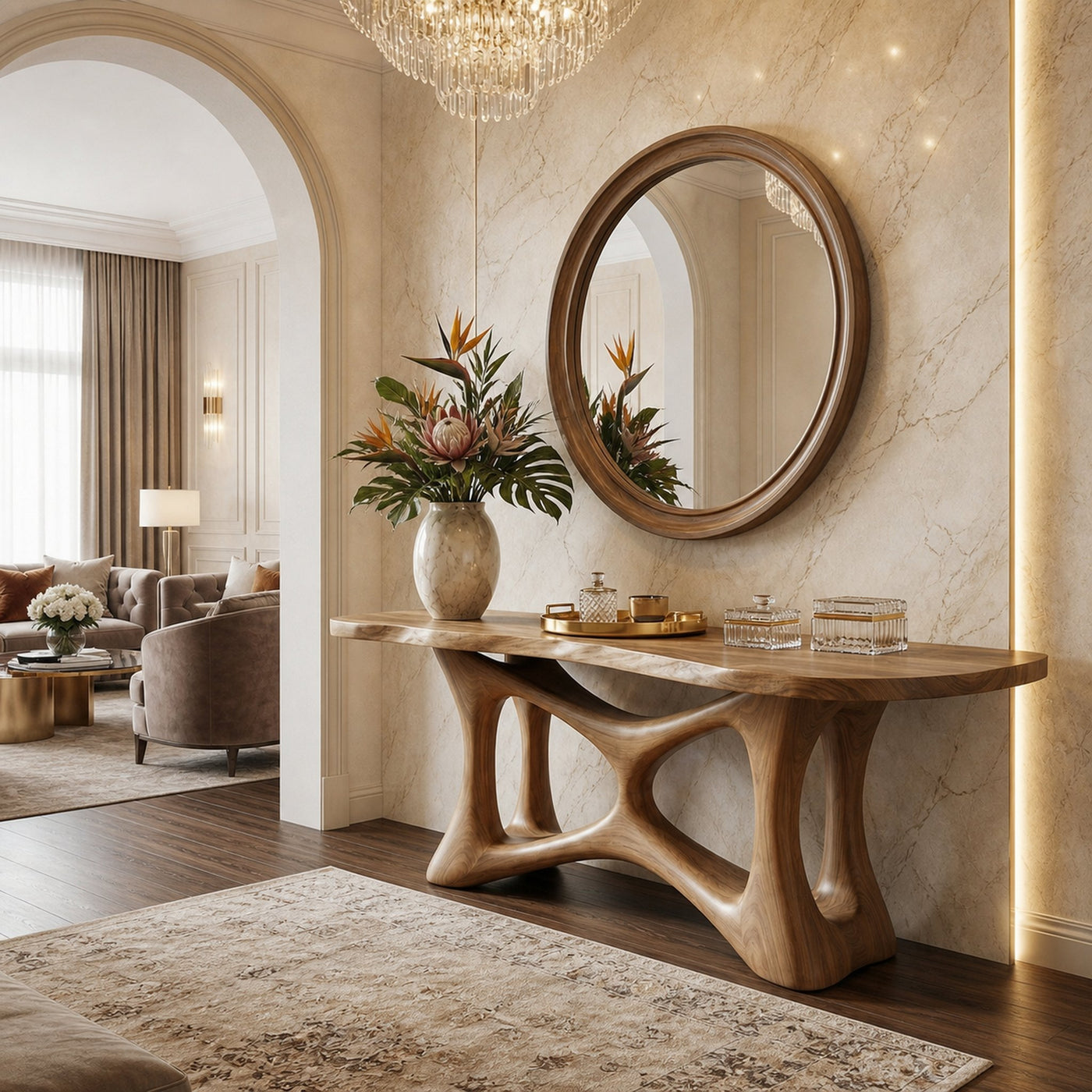 Organic Sculptural Console Table Sofa Back Living Room - product view 2