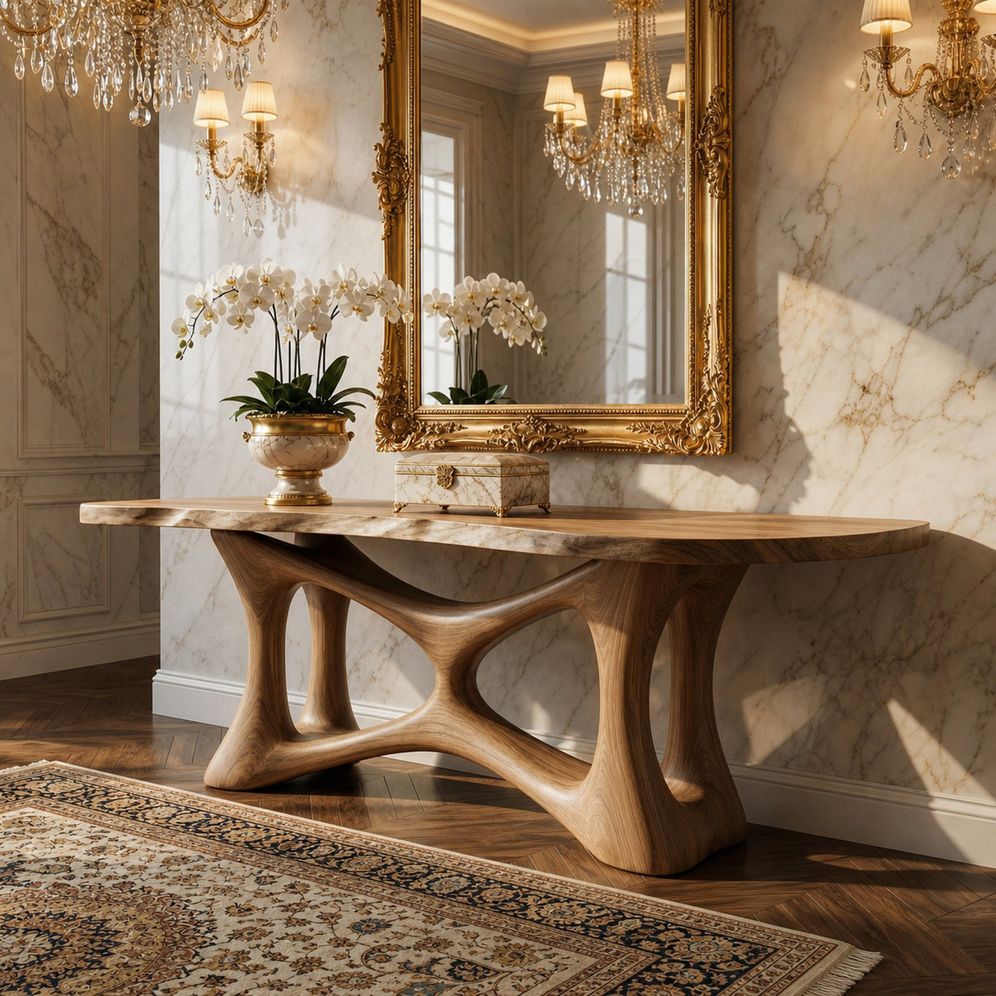 Organic Sculptural Console Table Sofa Back Living Room - product view 5