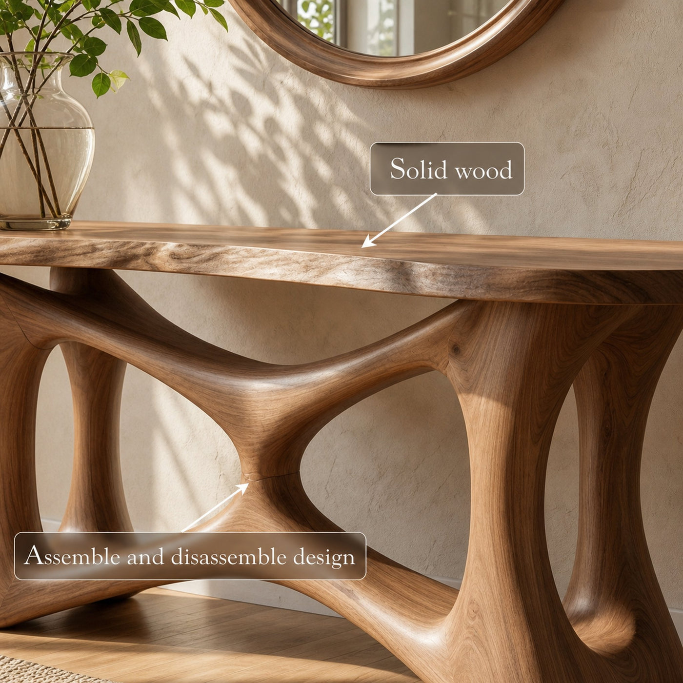 Organic Sculptural Console Table Sofa Back Living Room - product view 6