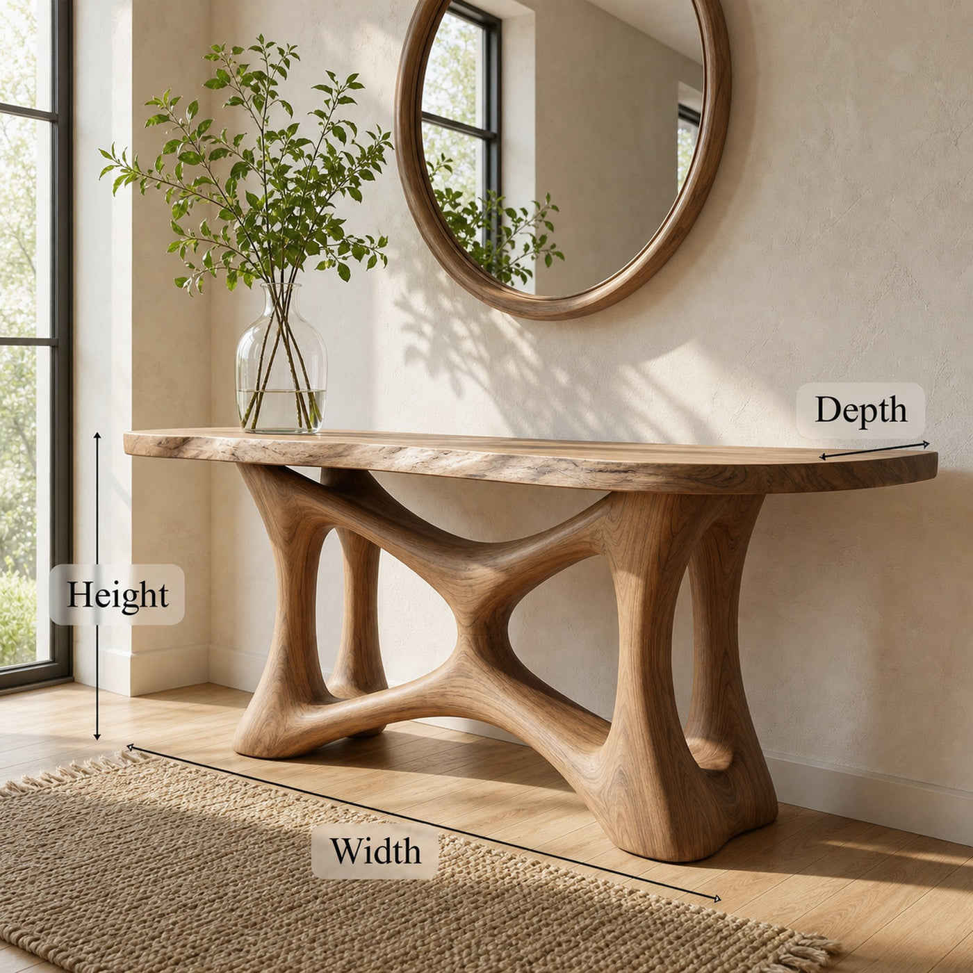 Organic Sculptural Console Table Sofa Back Living Room - product view 7