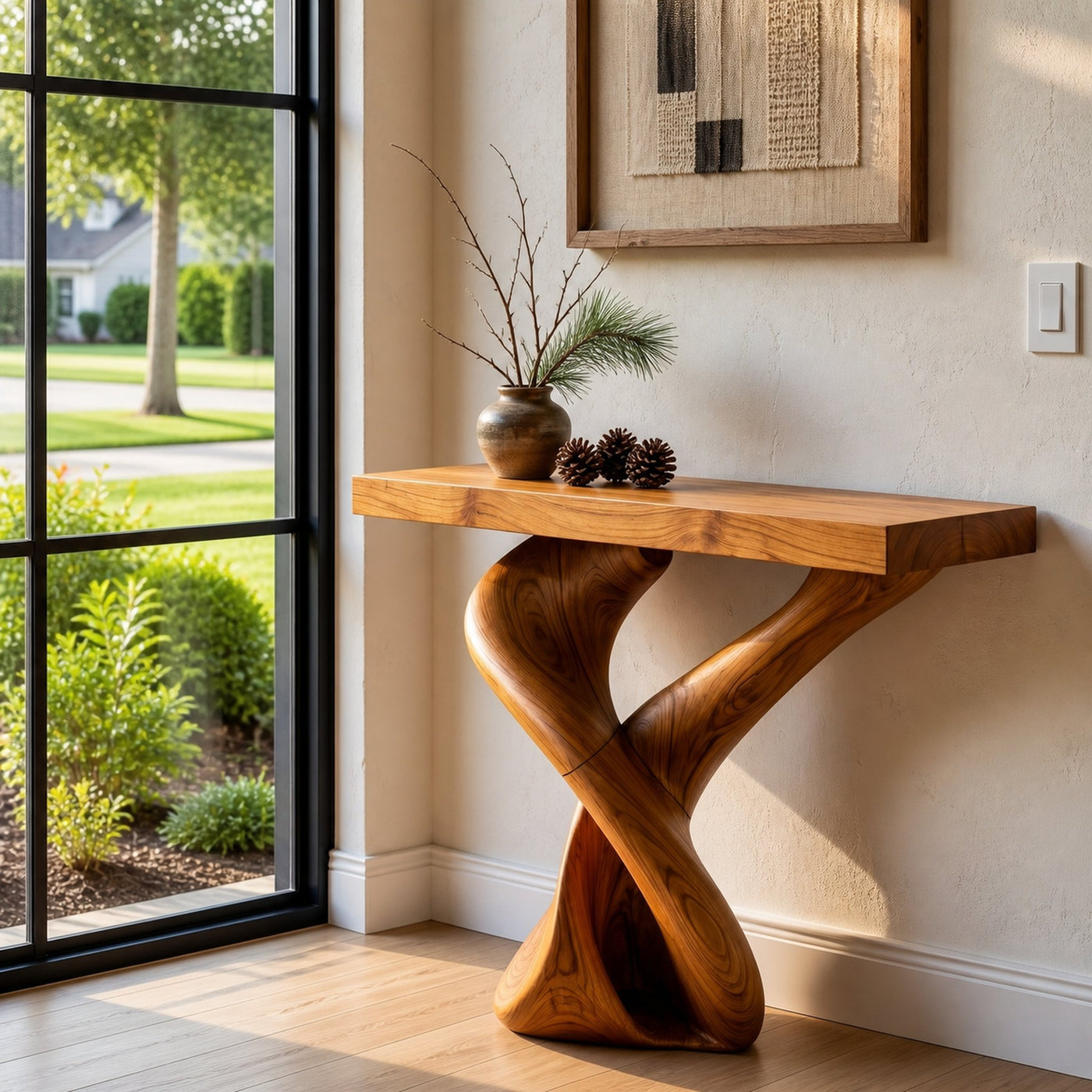 Organic Sculptural Console Table With Artistic Curved Base For Entryway - product view 6