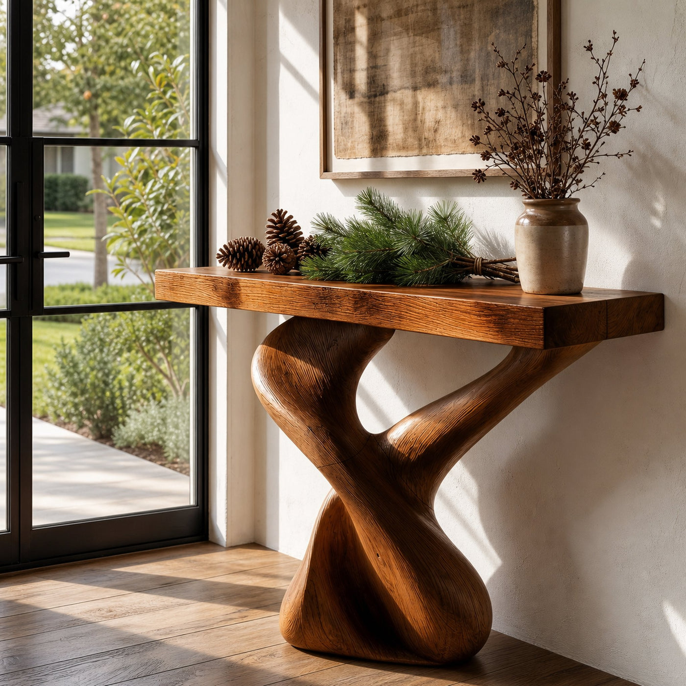 Organic Sculptural Console Table With Artistic Curved Base For Entryway - product view 7