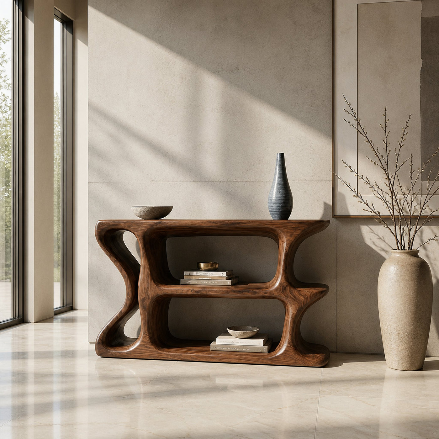 Organic Sculptural Wooden Console Table For Cozy Living Room - product view 7