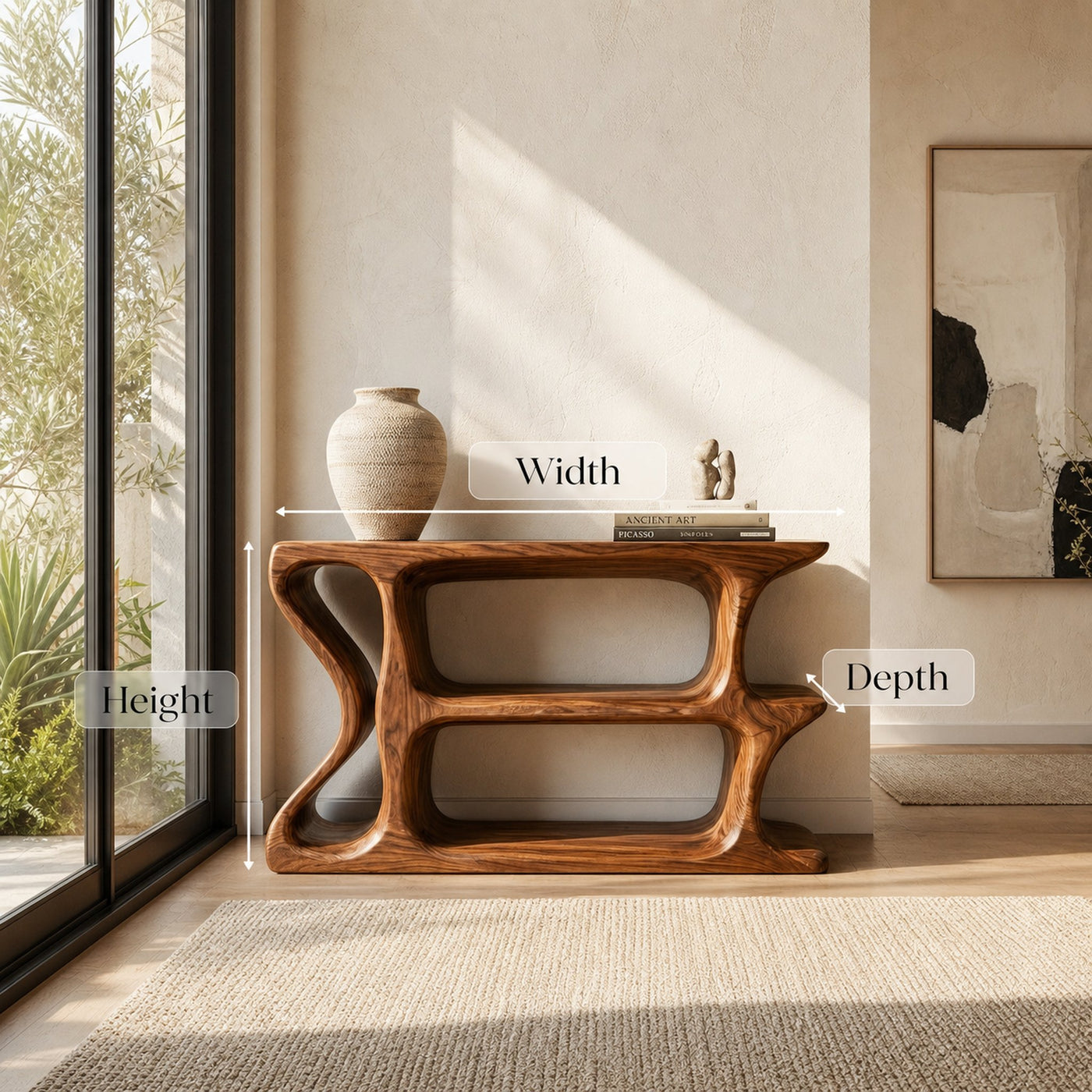 Organic Sculptural Wooden Console Table For Cozy Living Room - product view 8