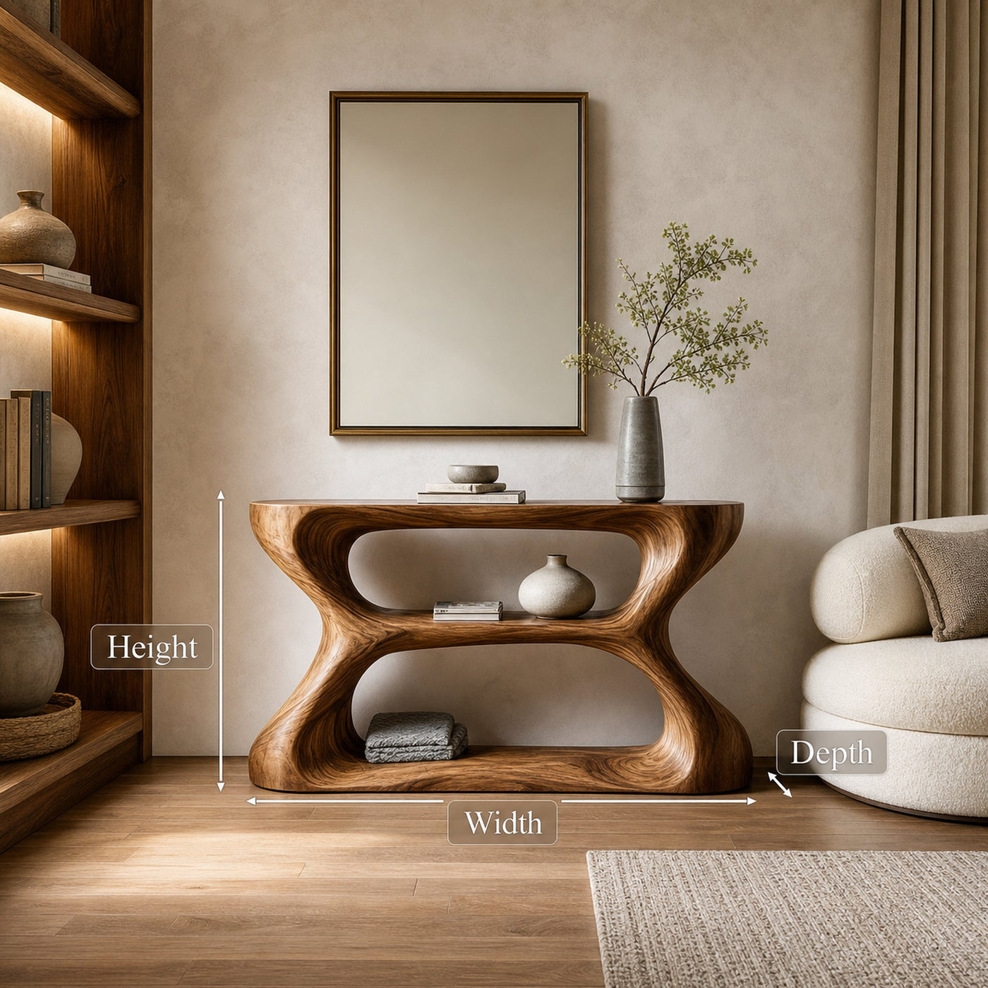 Organic Style Natural Wood Console Table For Living Room - product view 8