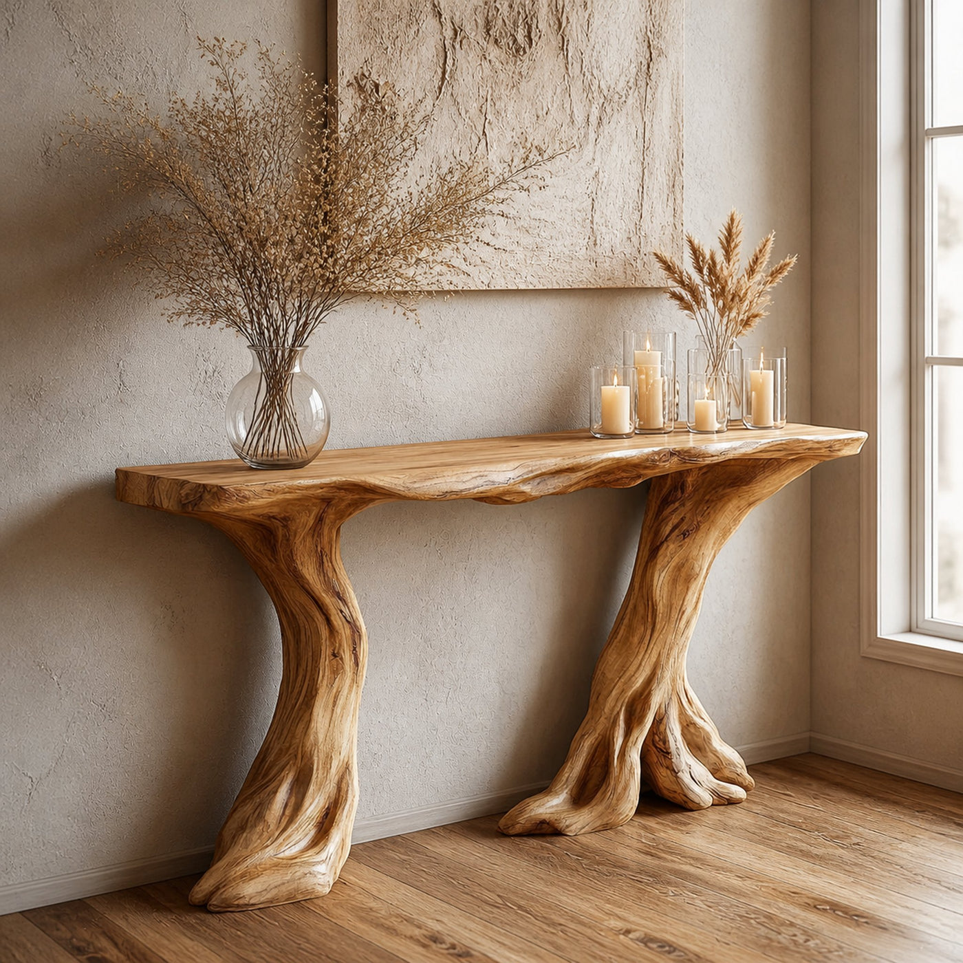Organic Tree Root Console Table For Entryway And Living Room