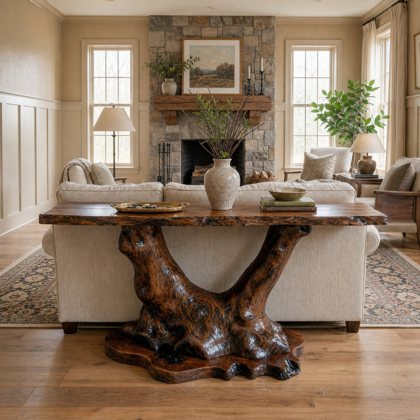 Organic Tree Root Style Console Table Solid Wood Living Room