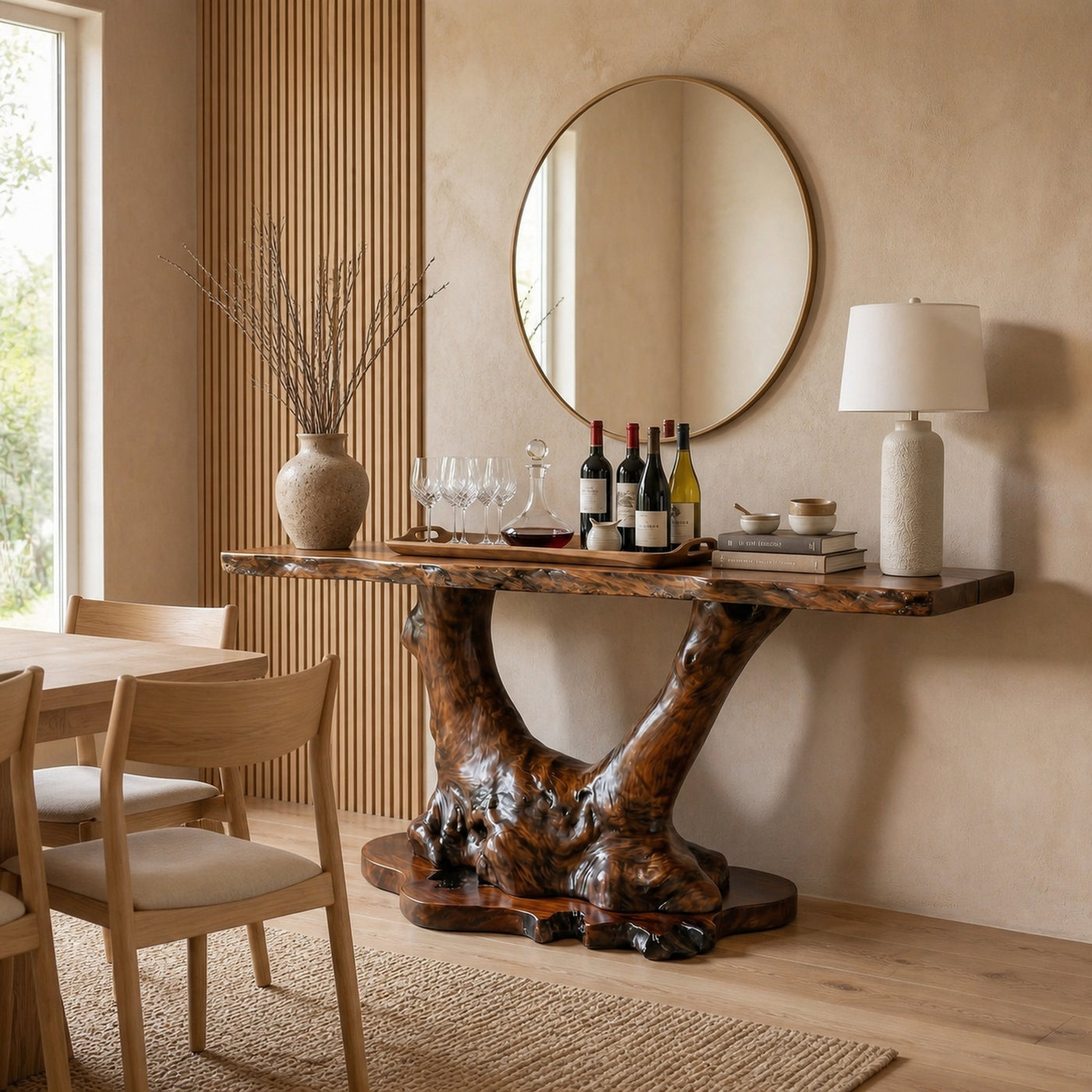 Organic Tree Root Style Console Table Solid Wood Living Room - product view 4