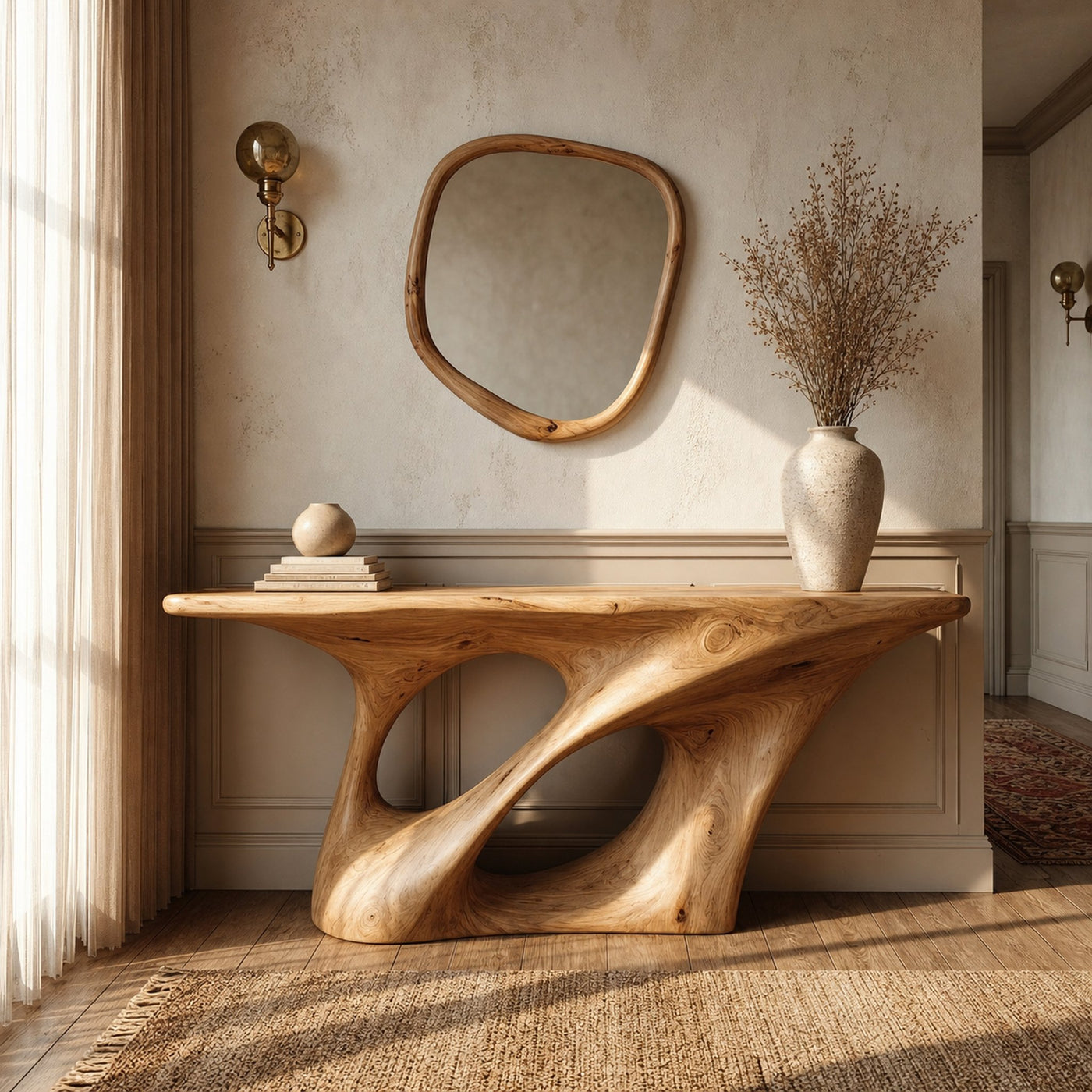 Organic Twisted Base Console Table Entryway Hallway Living Room