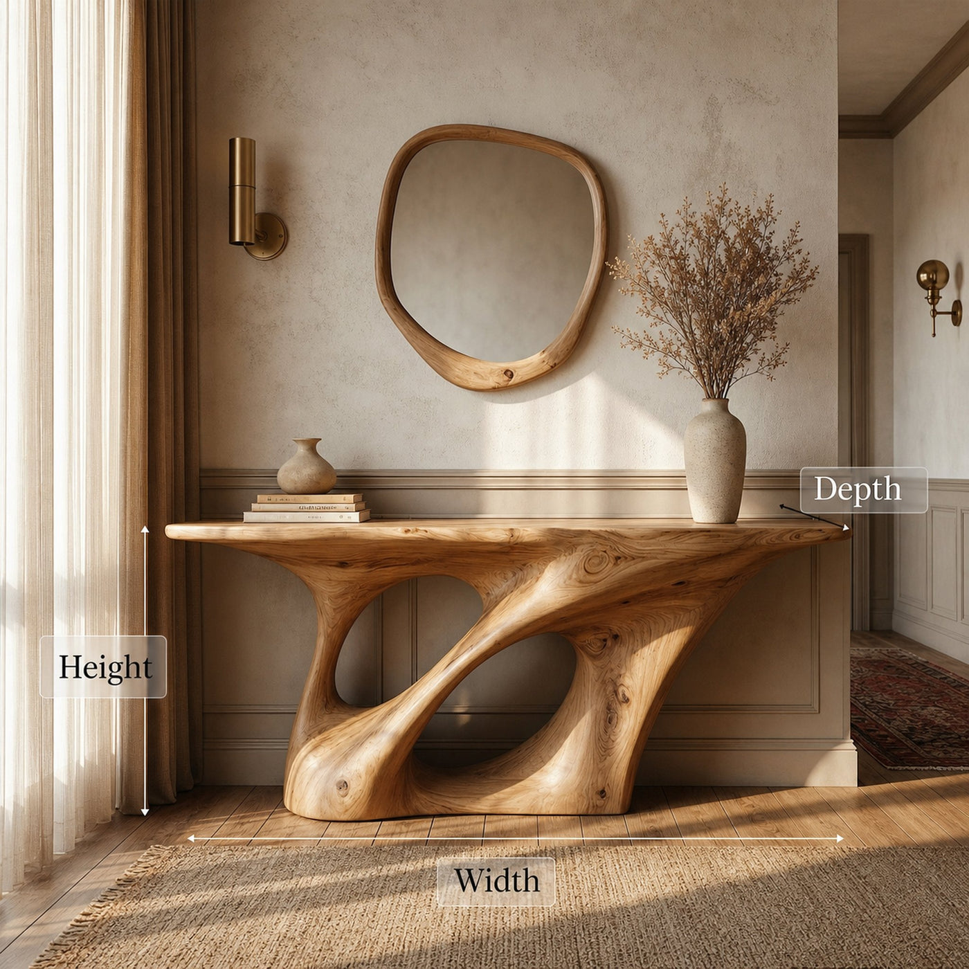 Organic Twisted Base Console Table Entryway Hallway Living Room - product view 6